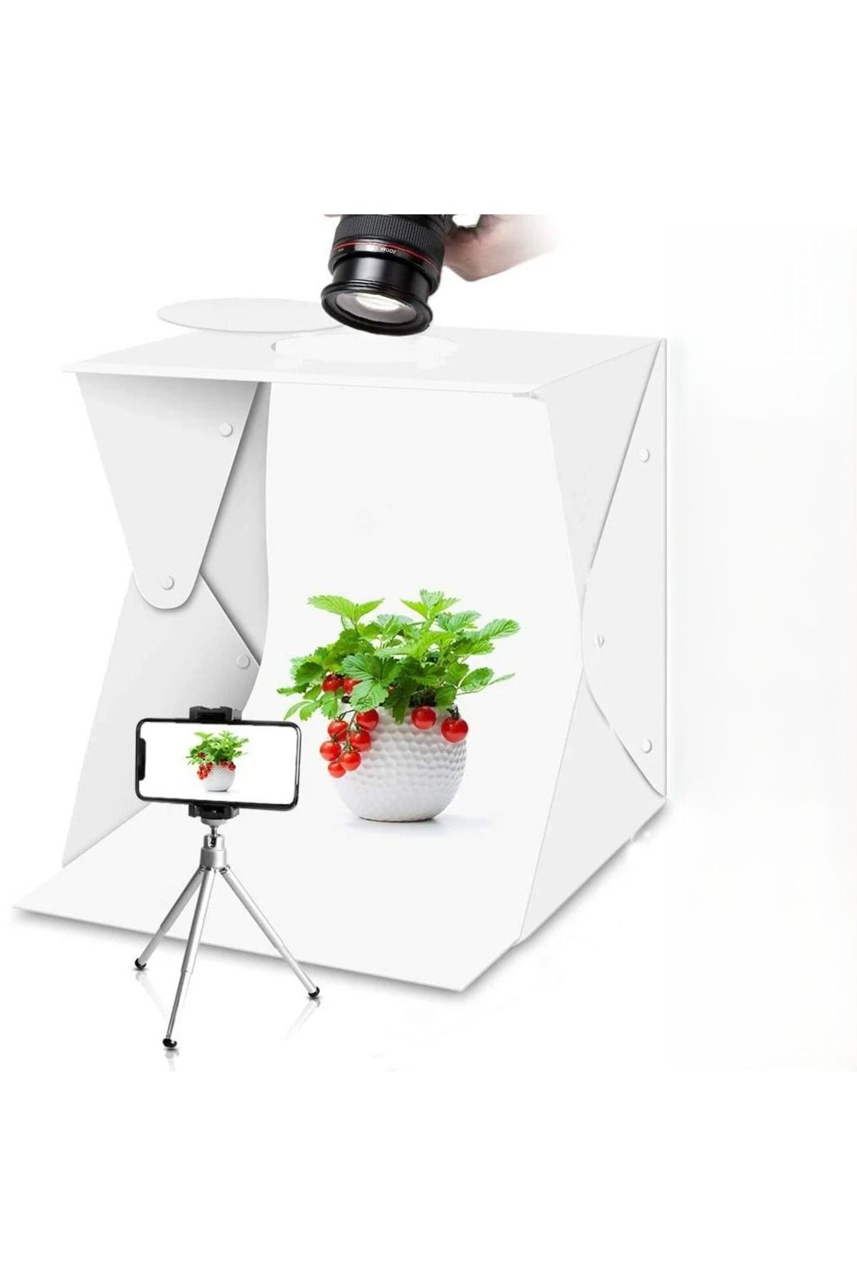 HPYTECH Katlanabilir Mini Fotoğraf Kutusu– Işıklı Ürün Çekim Çadırı 40x40x40
