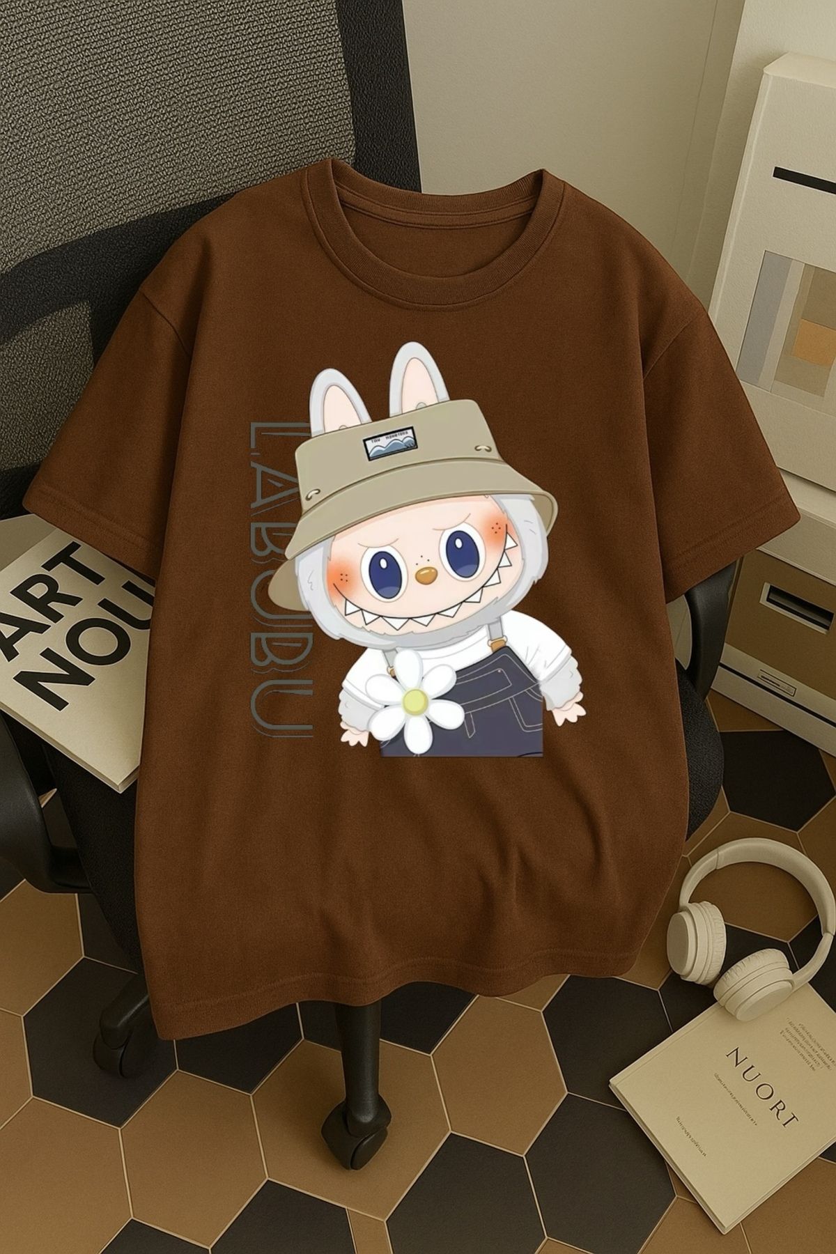 SOHR Unisex Erkek/Kadın Labubu Renkli Baskılı Oversize Pamuklu T-Shirt