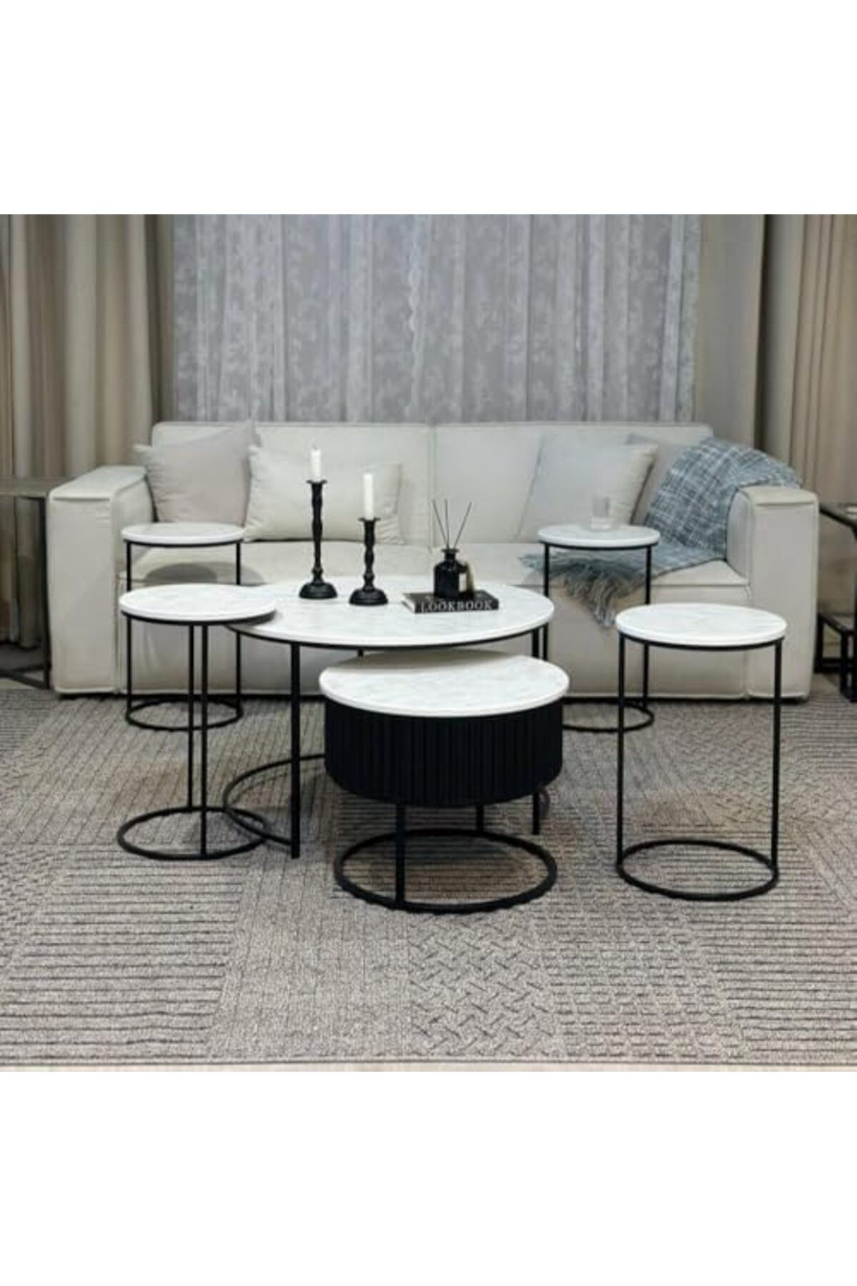 l'elefante-6-Piece Nesting Table Set – 2 Round Coffee Tables + 4 Side Tables 1