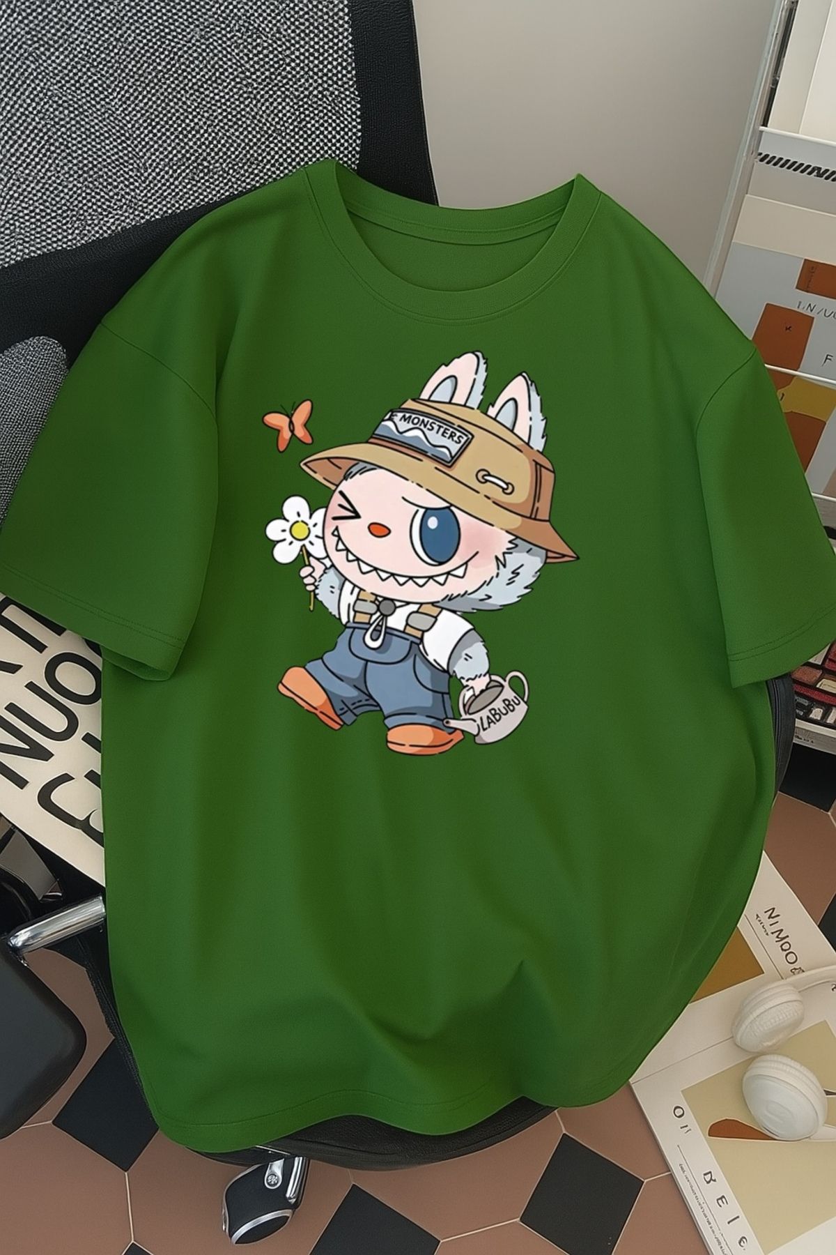 SOHR Unisex Erkek/Kadın Labubu Renkli Baskılı Oversize Pamuklu T-Shirt