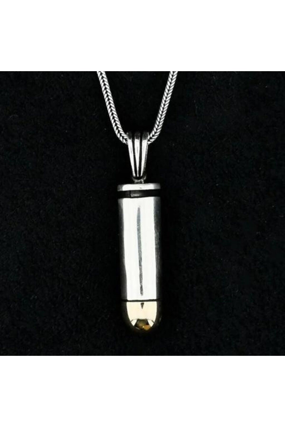shop Özel Mermi Kurşun 925 Ayar Gümüş Erkek Kolye