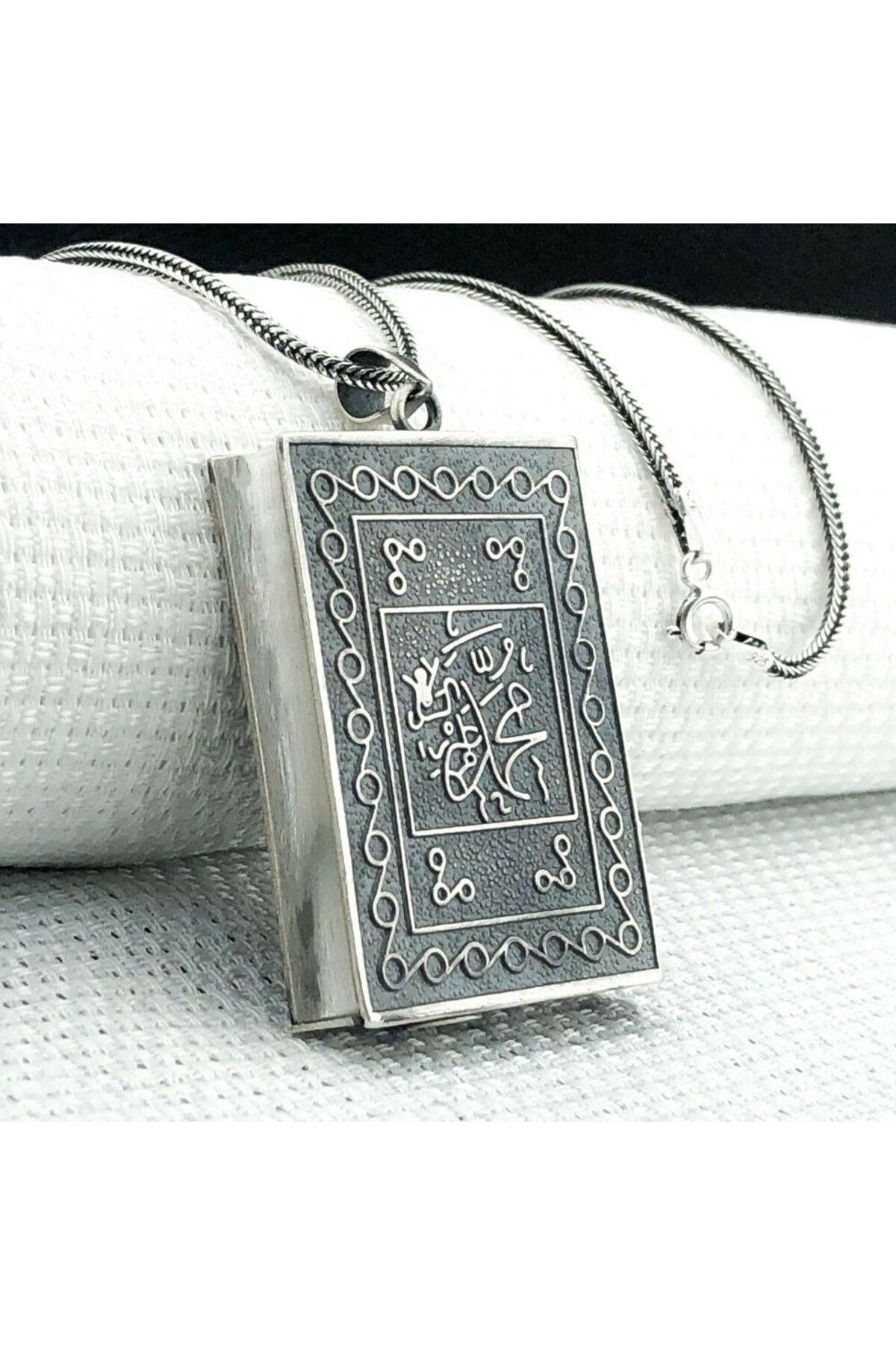 shop Allah Muhammet Yazılı Cevşeni Kebir Dualı 925 Ayar Gümüş Erkek Kolye