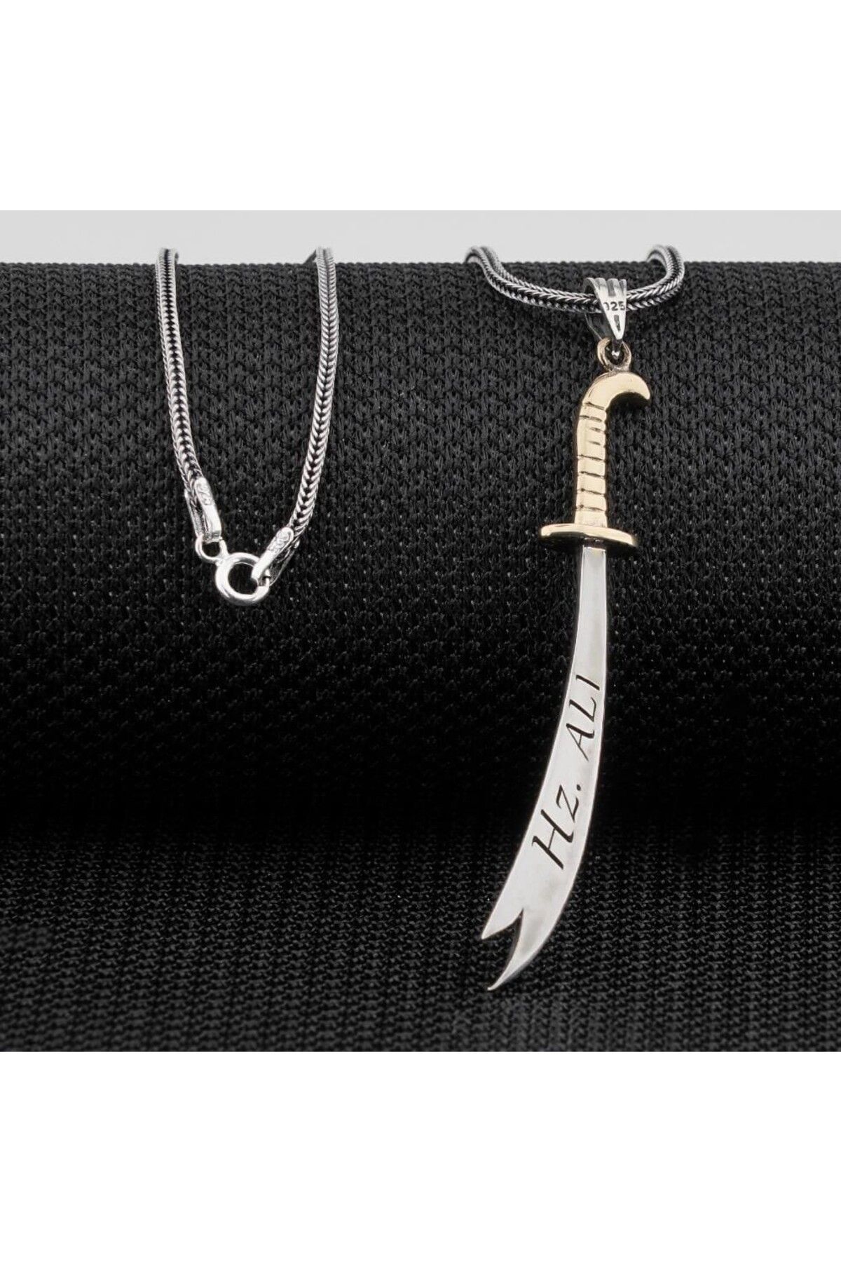 shop Türkçe Ve Arapça Ali Yazılı Zulfikar 925 Ayar Gümüş Erkek Kolye