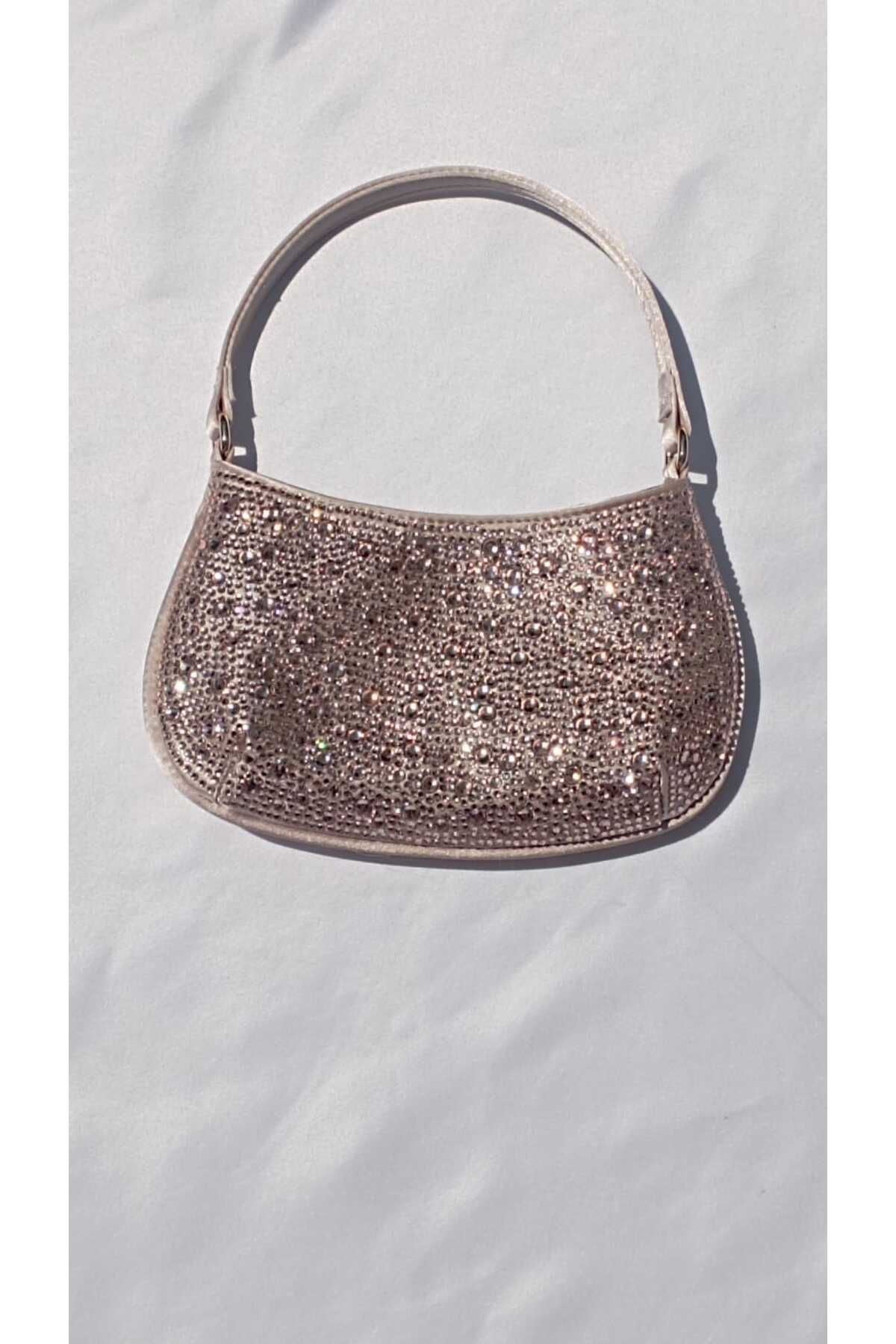 Şarra Gossi Ten Abiye Çanta Rose Gold Gece Çantası