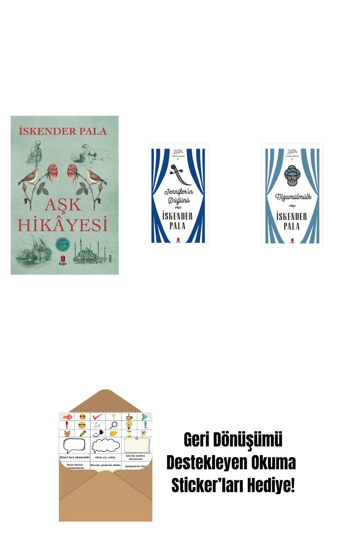 Alfa Yayınları Aşk Hikâyesi + Jennifer’ın Düğünü (Ciltli) + Nizamülmülk (Ciltli) + Okuma Sticker'ları