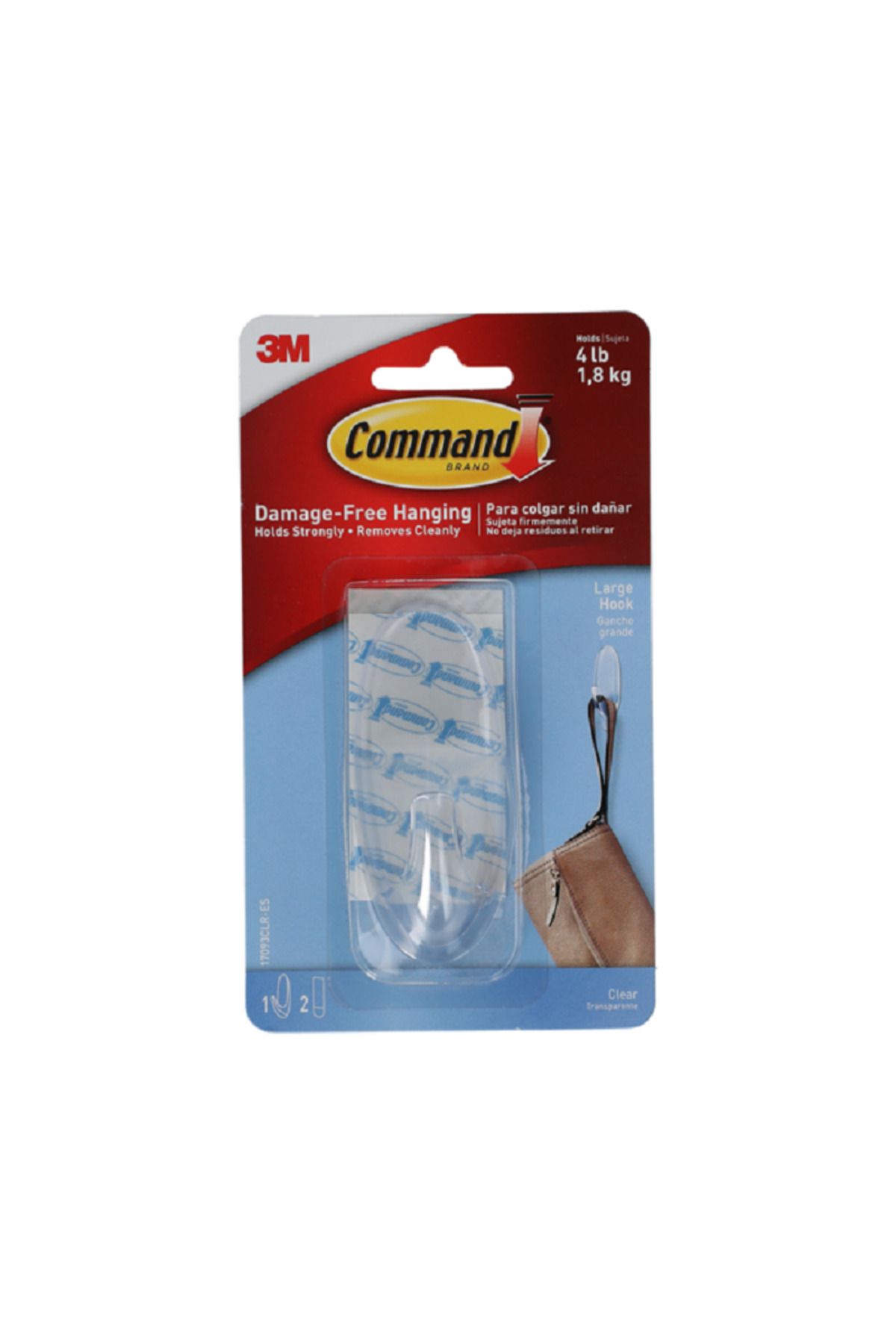 COMMAND-Hook with 2 Strips Clear Large 3