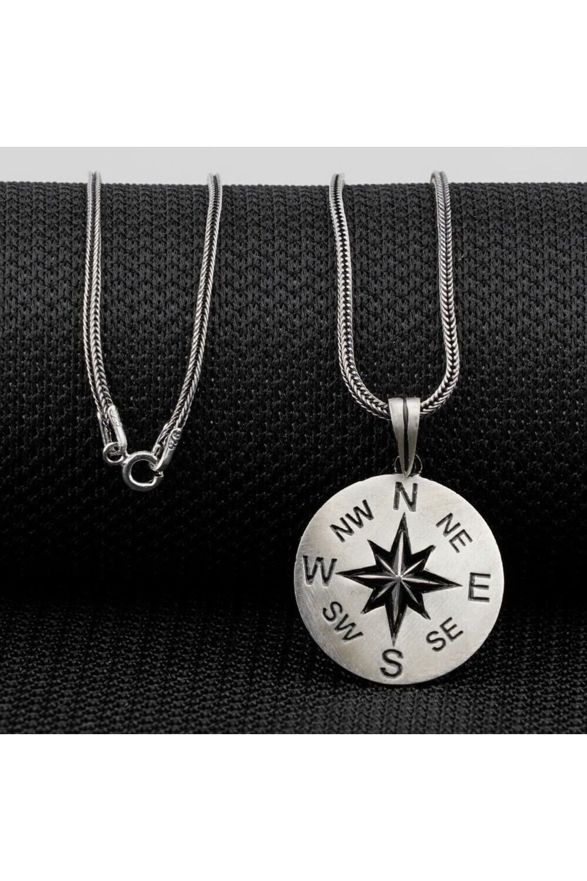 shop Pusula Tasarımlı 925 Ayar Gümüş Erkek Kolye