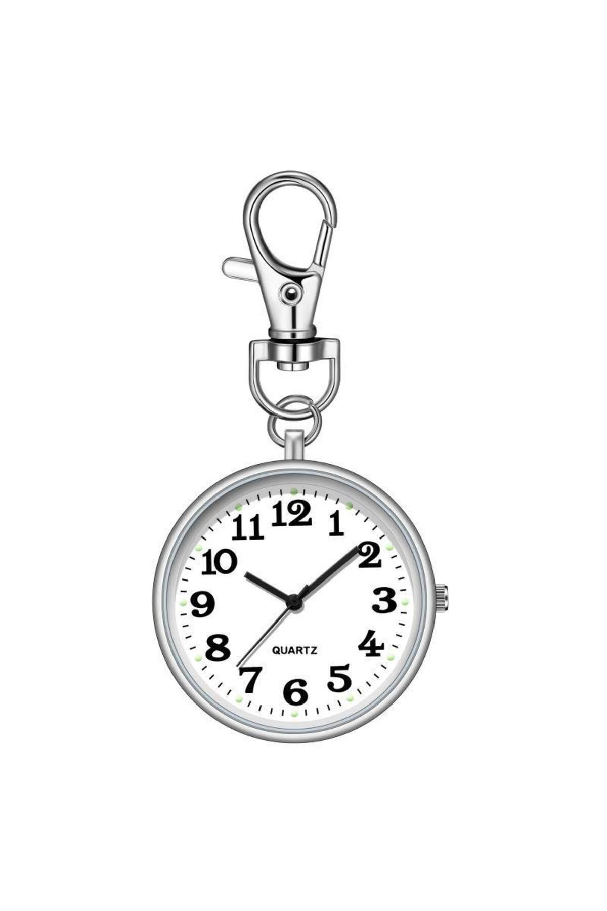 valkyrie Anahtarlık Klipsli Analog Quartz Cep Saati Siyah