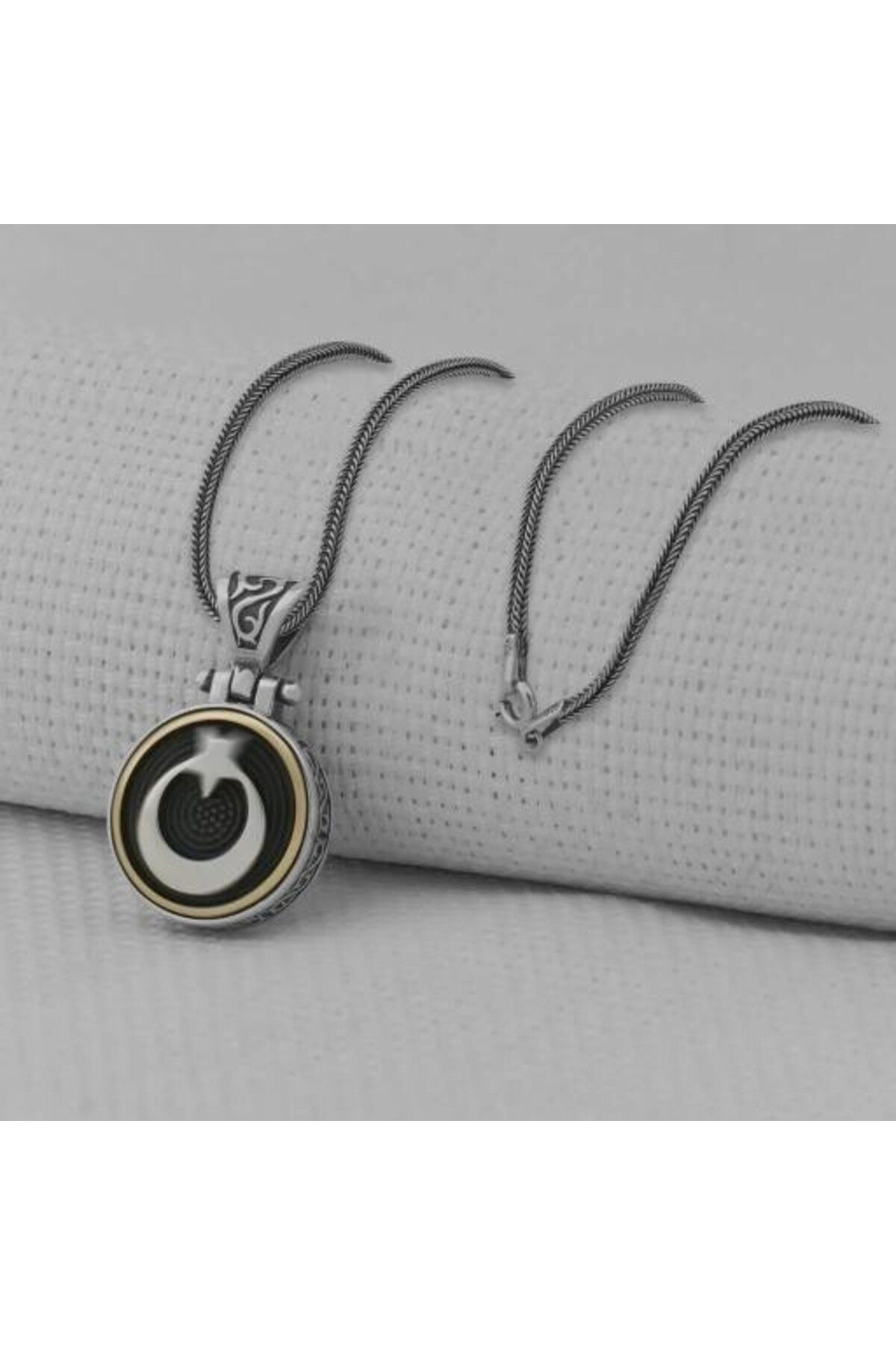 shop Ortası Dönen Ay Yıldız Tasarımlı 925 Ayar Gümüş Erkek Kolye