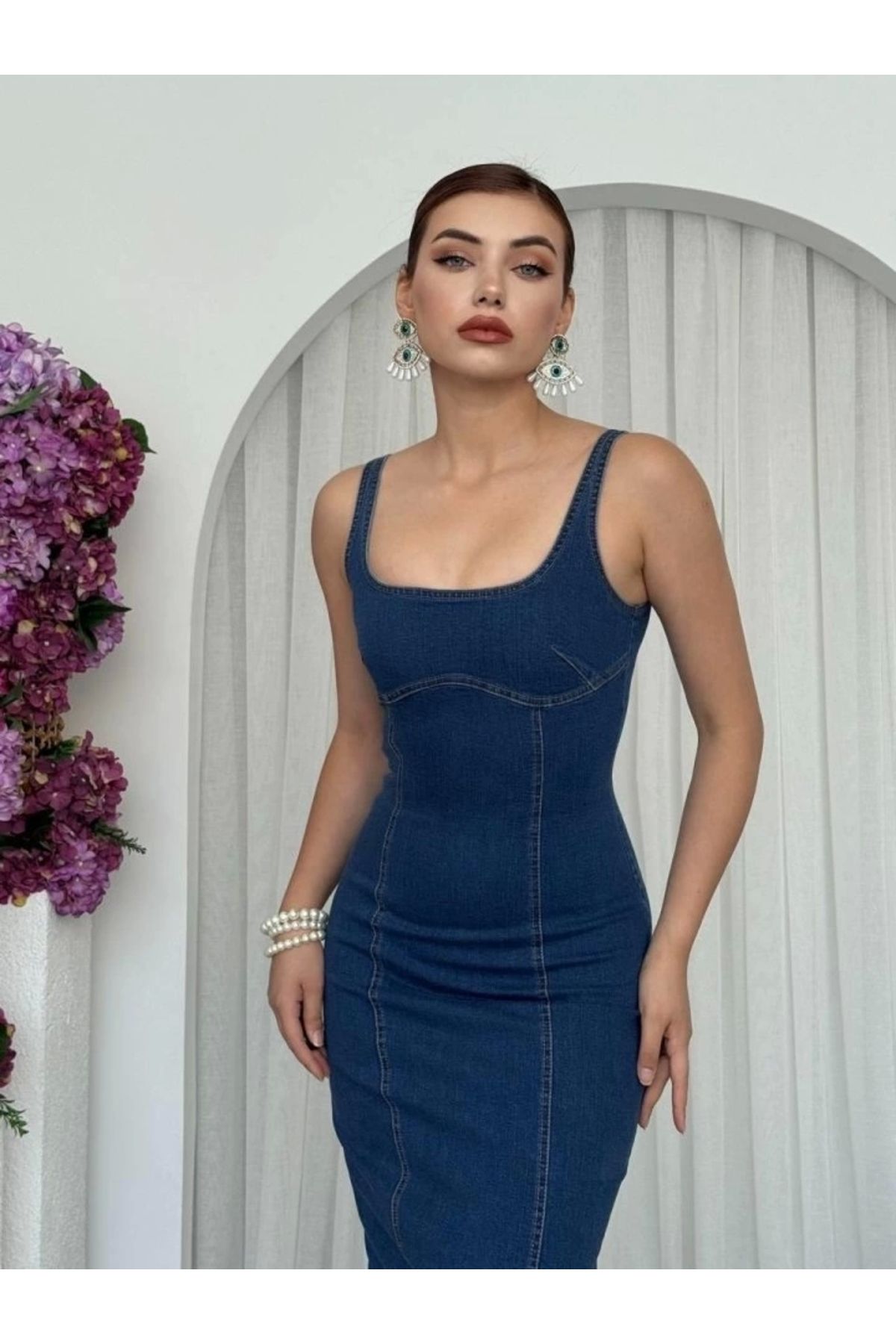 nedo7 Tuna Denim Elbise