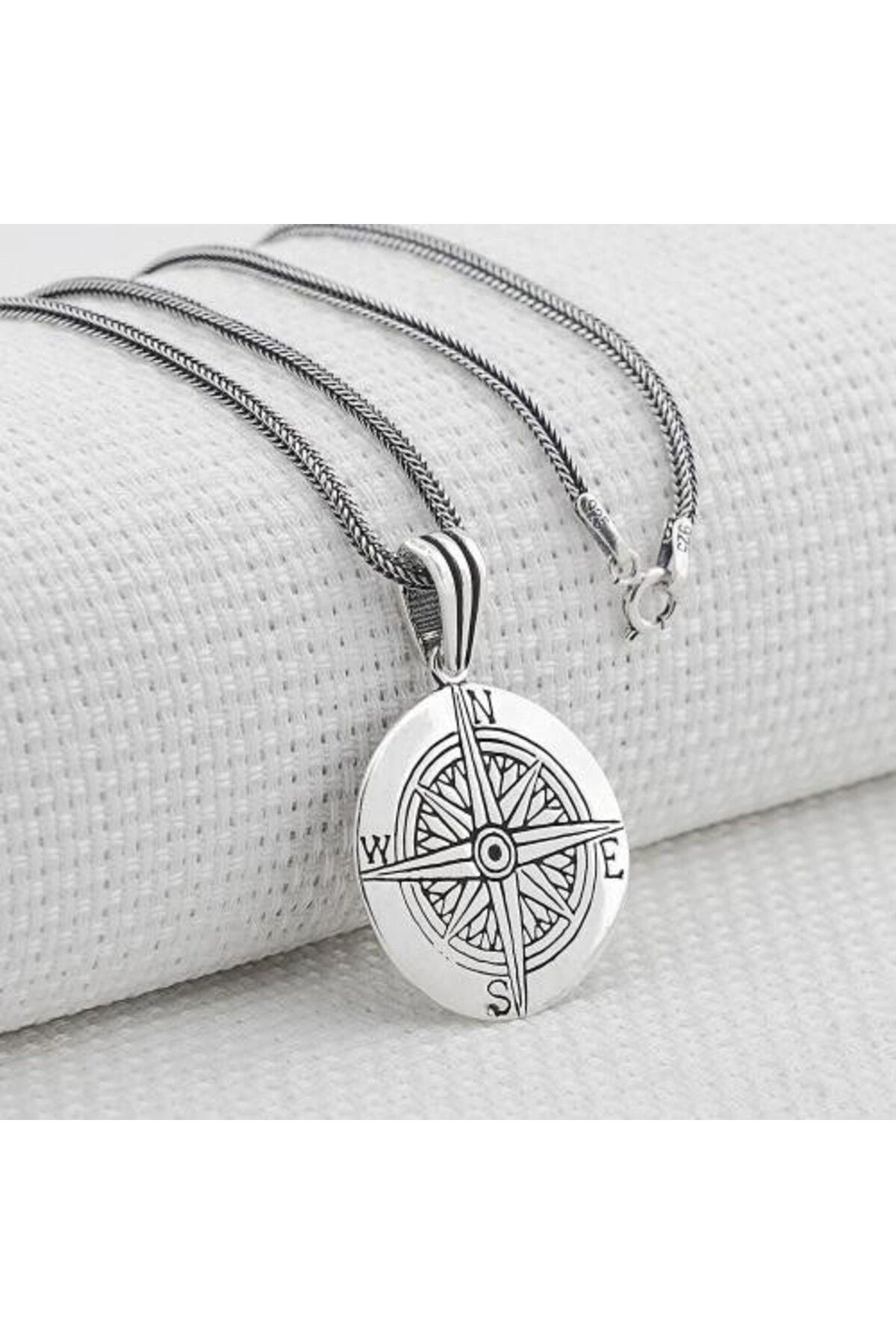 shop Pusula Tasarımı 925 Ayar Gümüş Erkek Kolye