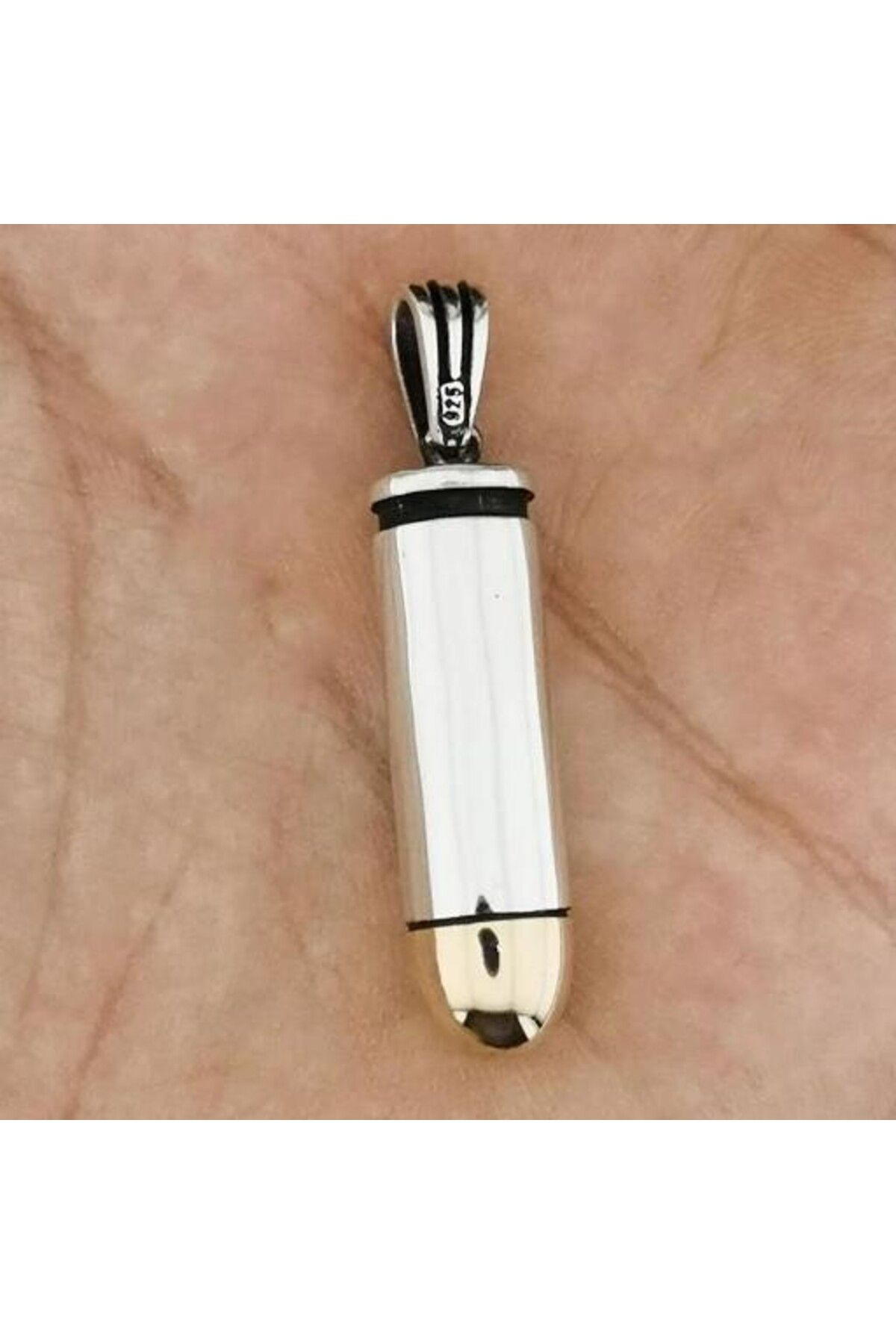 shop Özel Mermi Kurşun 925 Ayar Gümüş Erkek Kolye
