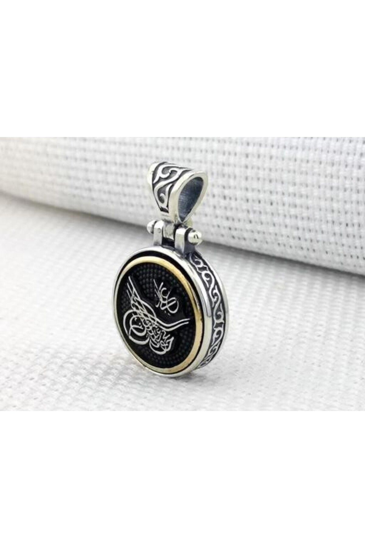 shop Osmanlı Tuğra Desenli Ortası Dönen 925 Ayar Gümüş Erkek Kolye Ucu