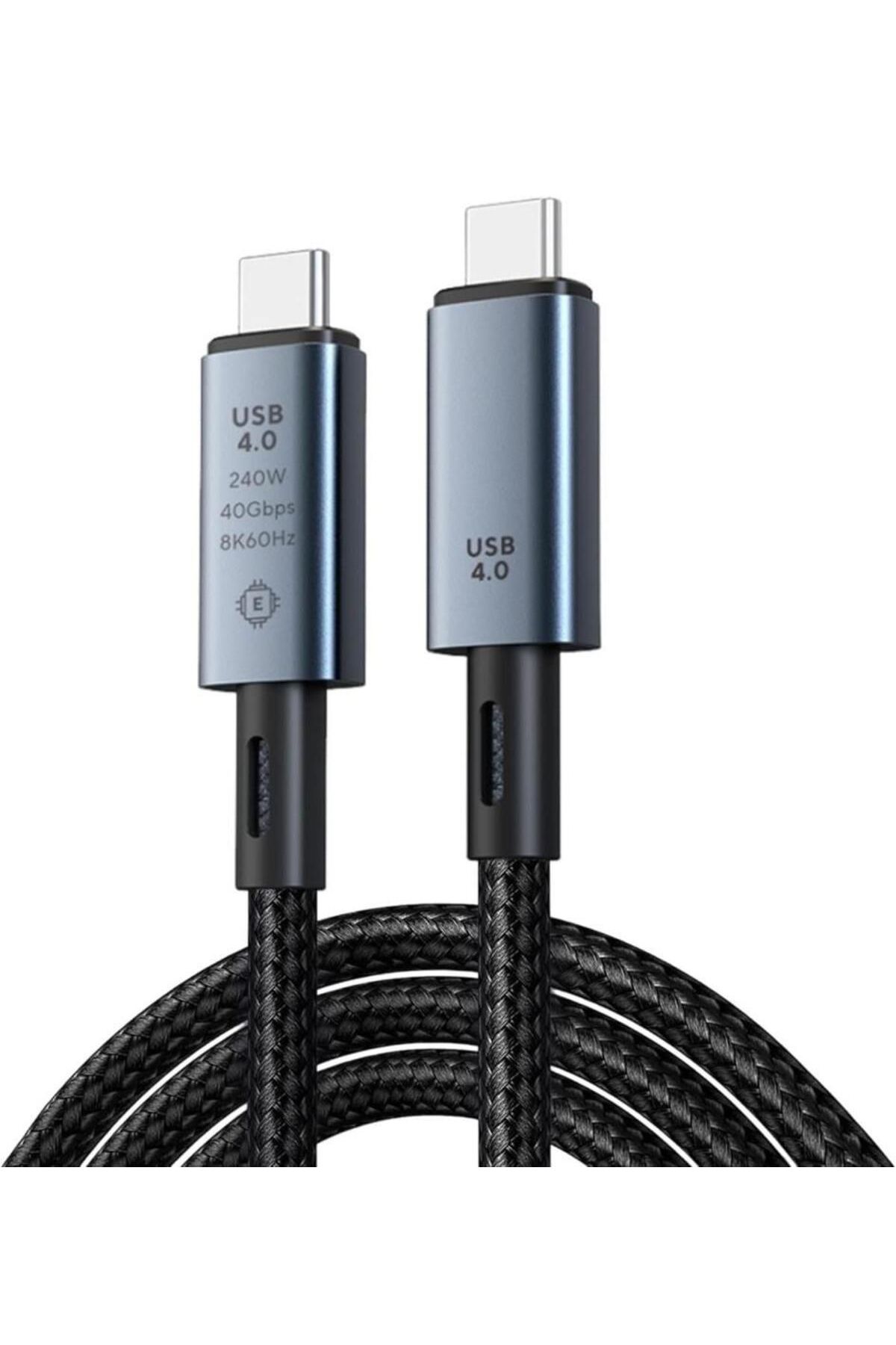 Coverzone 40Gbps 240W 4.0 Thunderbolt Type-C to Type-C Şarj, Data 8K 60Hz Görüntü Aktarım Kablo 2 Metre CZ855