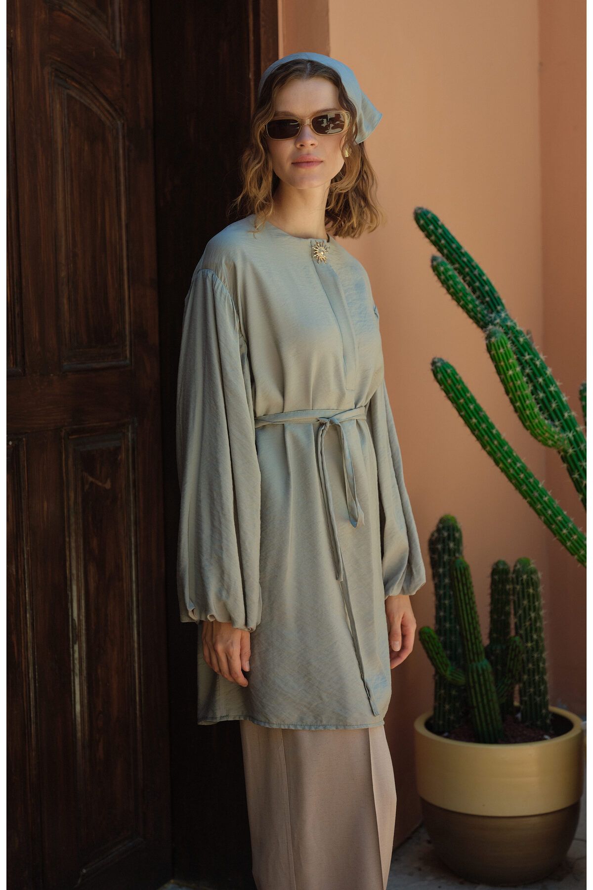 Fatma Atasoy Balon Kol Sunshine Mint Tunik