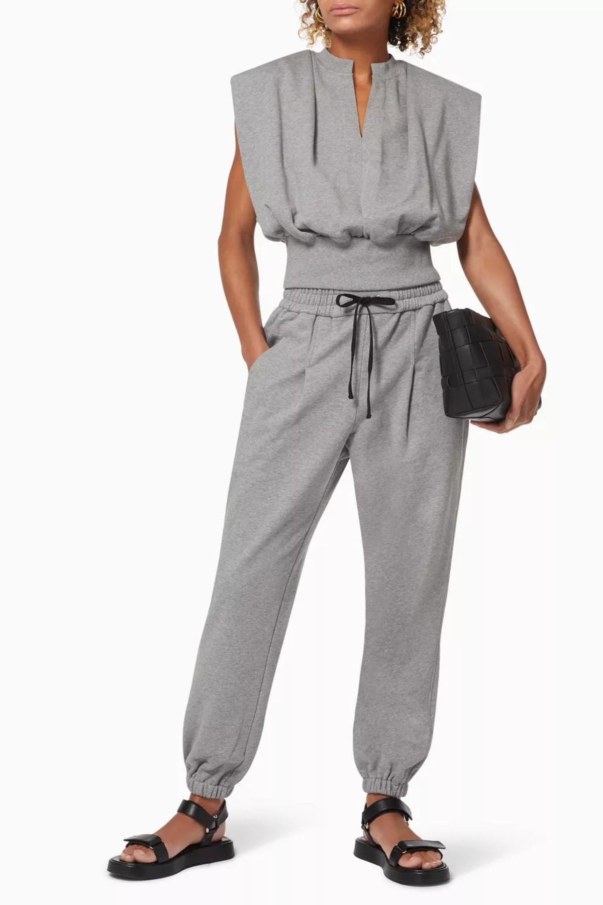 3.1 Phillip Lim Kolsuz French Terry Bluz Yırtmaçlı Yaka, Nervürlü Bel ve %100 Pamuk