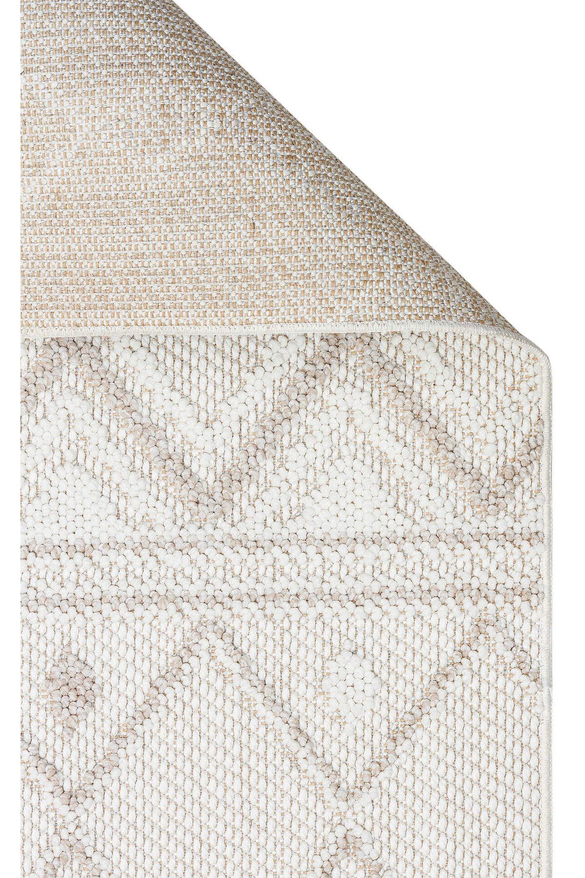 akbel halı & yatak exclusive home design Motto MOT 03 Beyaz Bej - Yumuşak Dokulu Modern Halı
