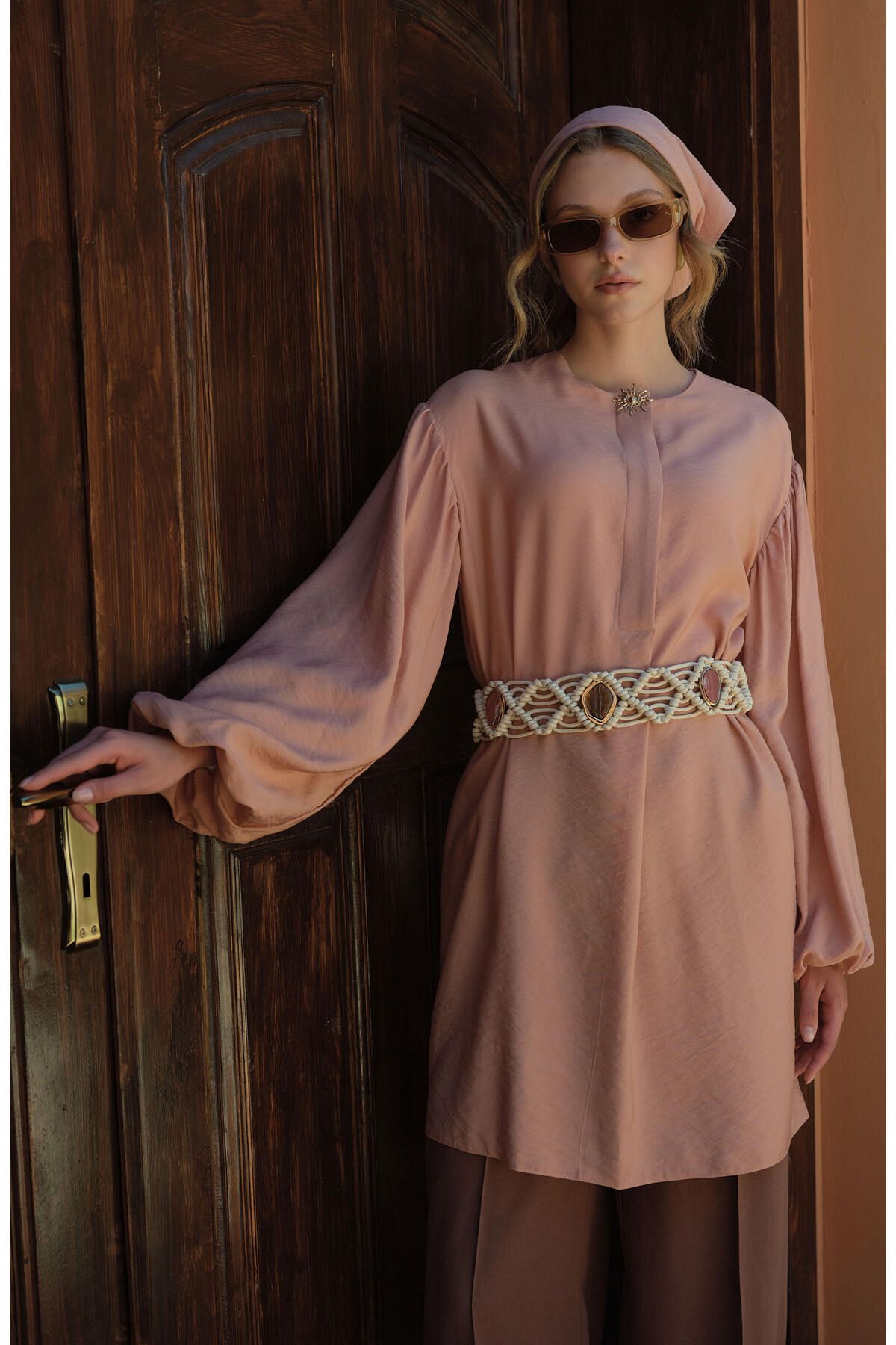 Fatma Atasoy Balon Kol Sunshine Soft Pembe Tunik