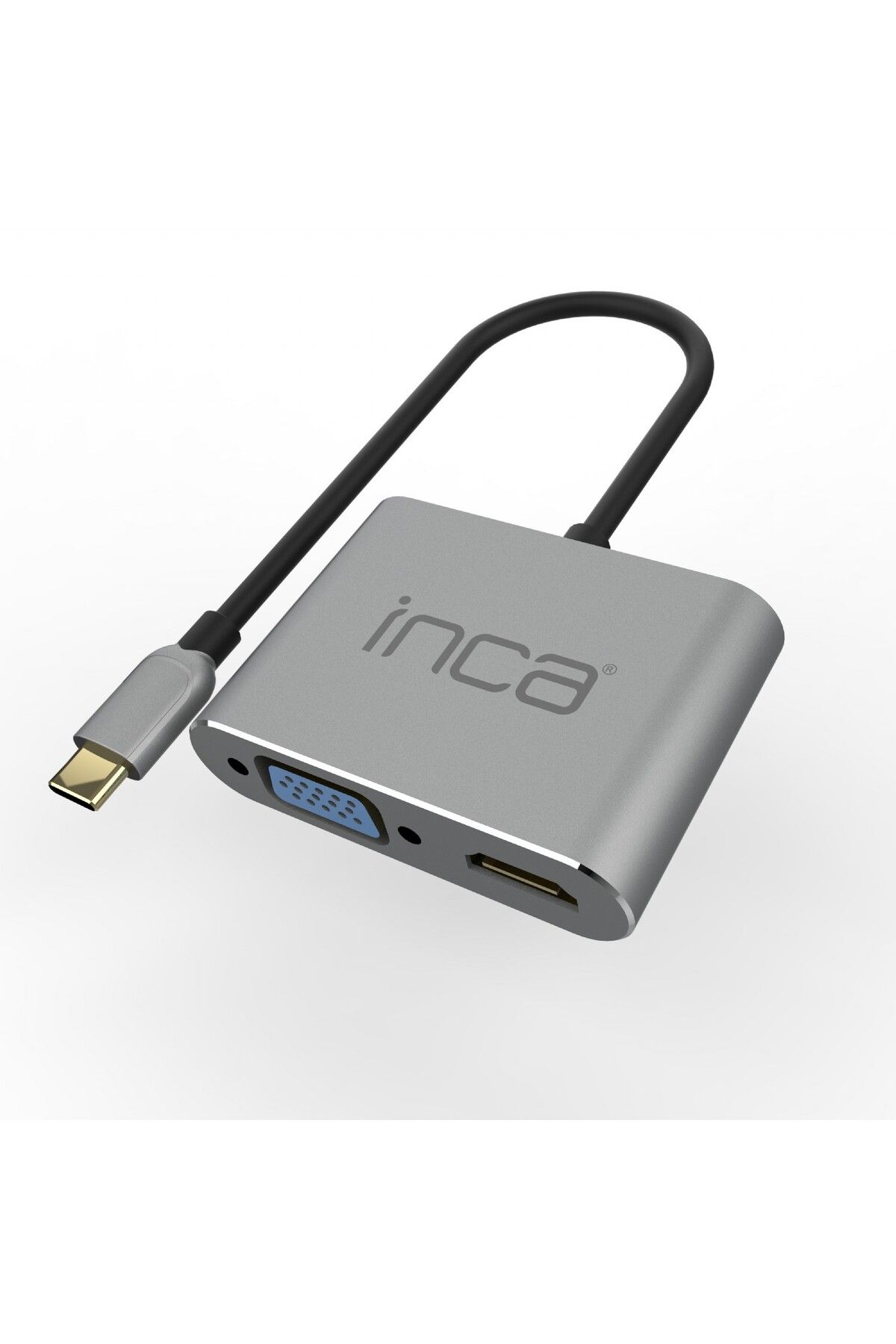 Inca ITPC-06TX Type-C Hub X4 HDMI 4K@30 Hz+ VGA+ USB 3.0+PD 100W Aluminyum Kasa