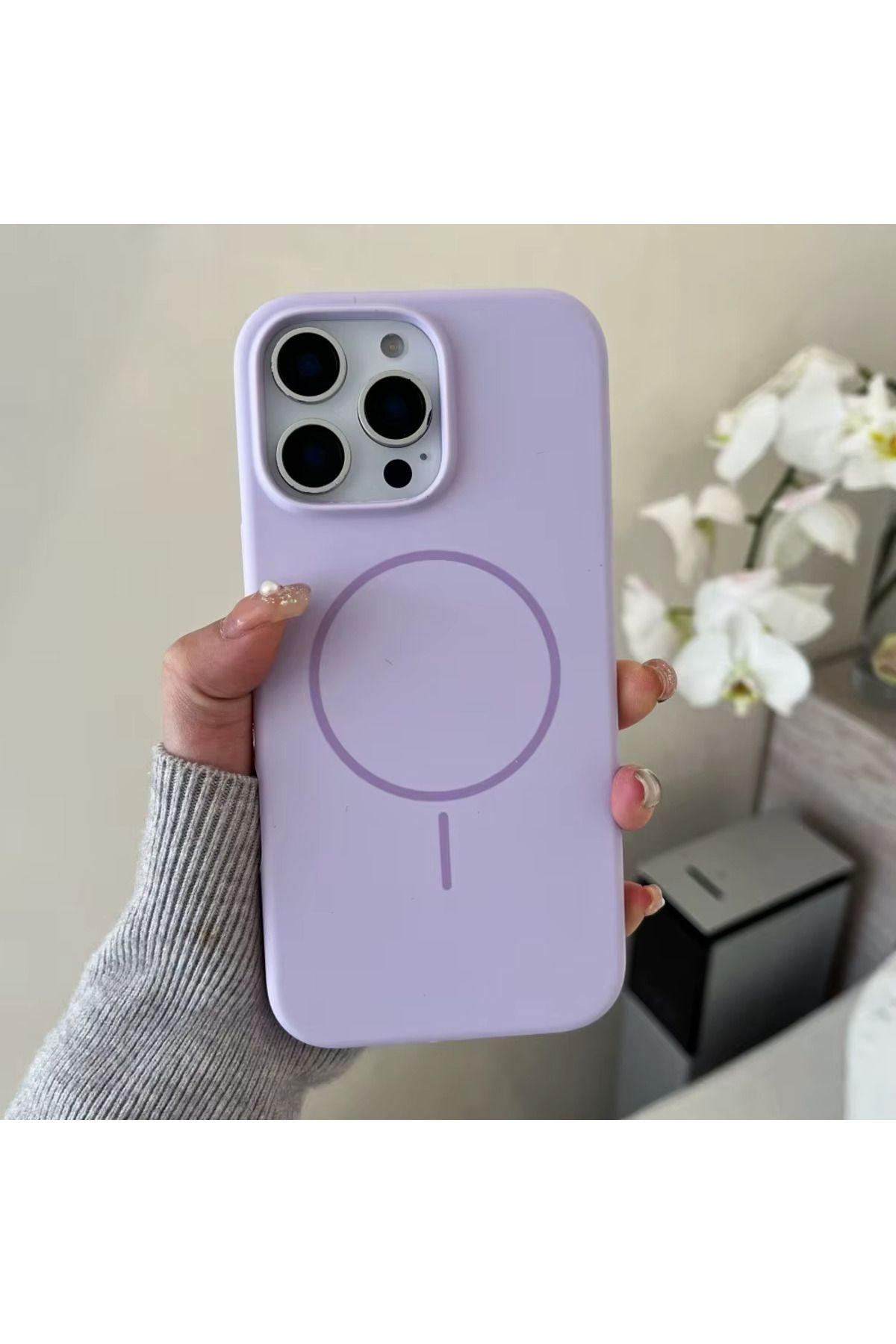 FABRON Apple Iphone 15 Pro Uyumlu Magsafe Lansman Kir Tutmaz Silinebilir Içi Kadife Telefon Kılıfı