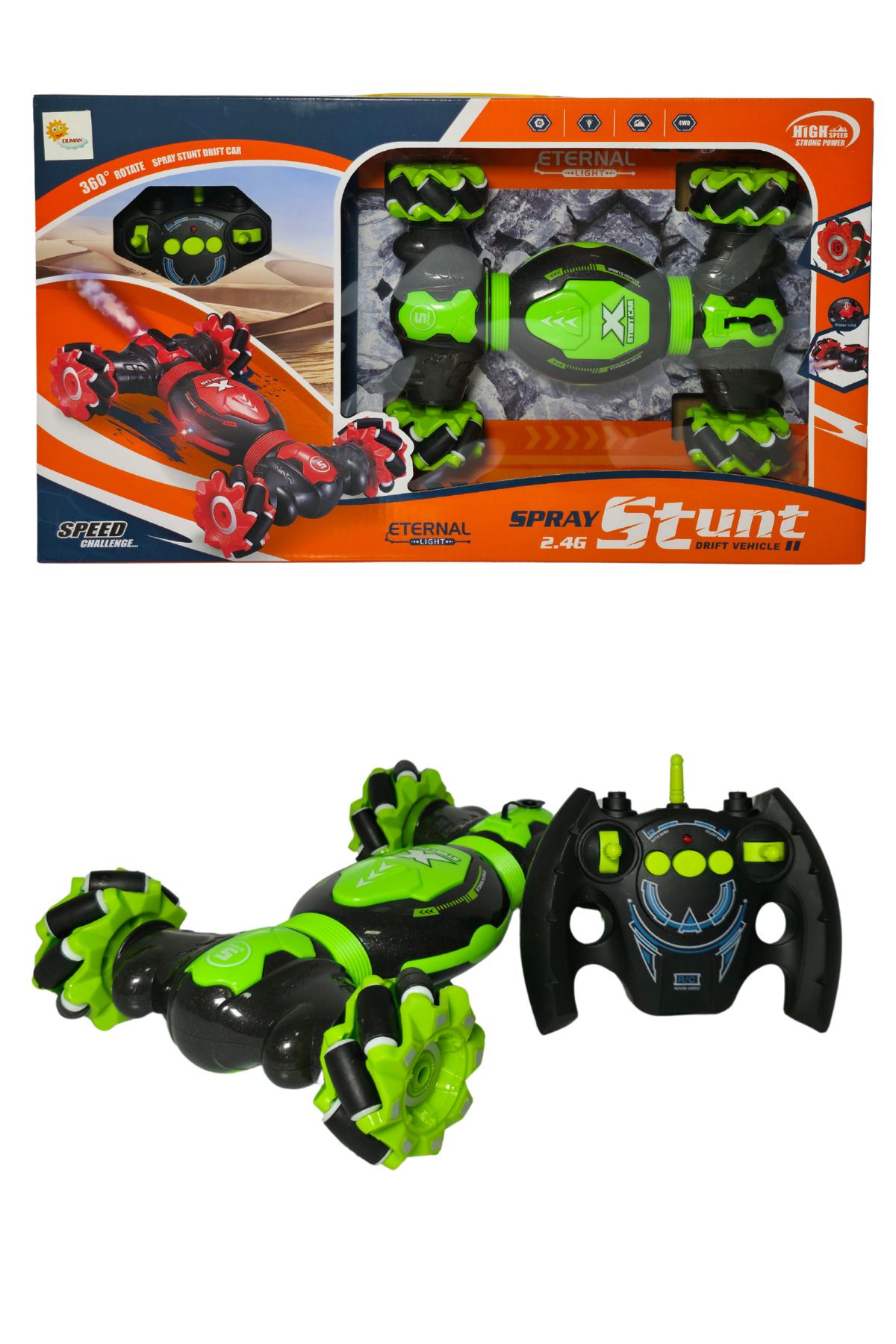 RAF Store 7 Fonkiyon Şarjlı Işıklı Yüksek Hız Duman Atan Uzaktan Kumandalı Araba Drift Aracı 2.4G 22 Cm