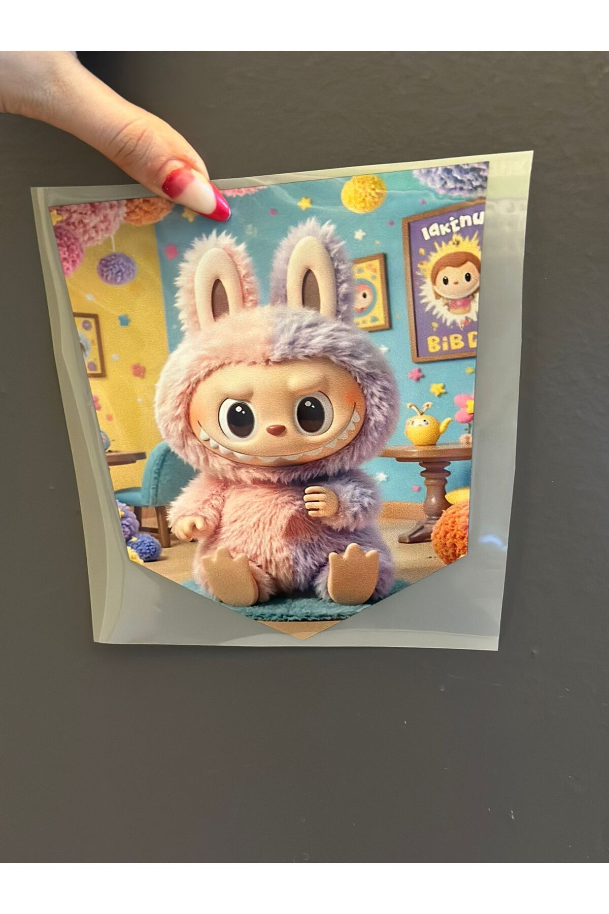 Gönülden Tasarım ÜTÜ İLE YAPIŞAN LABUBU TRNSFER BASKI ARMA 18X16 CM