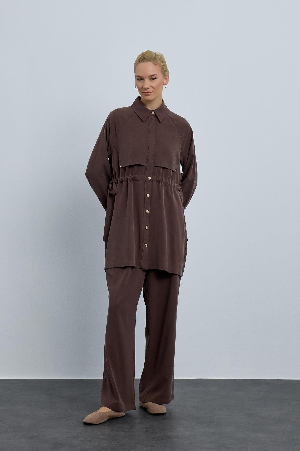 Hilay NEW STELLA PANTOLONLU TAKIM KAHVERENGİ