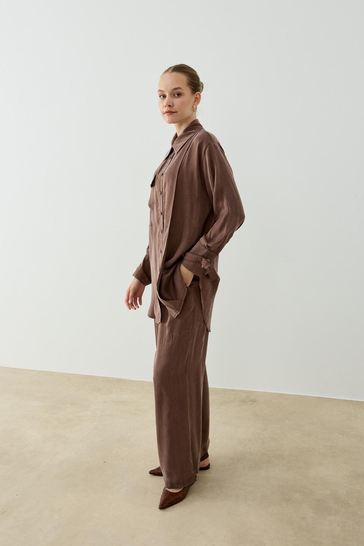 Hilay NEW MELINA PANTOLONLU TAKIM KAHVERENGİ