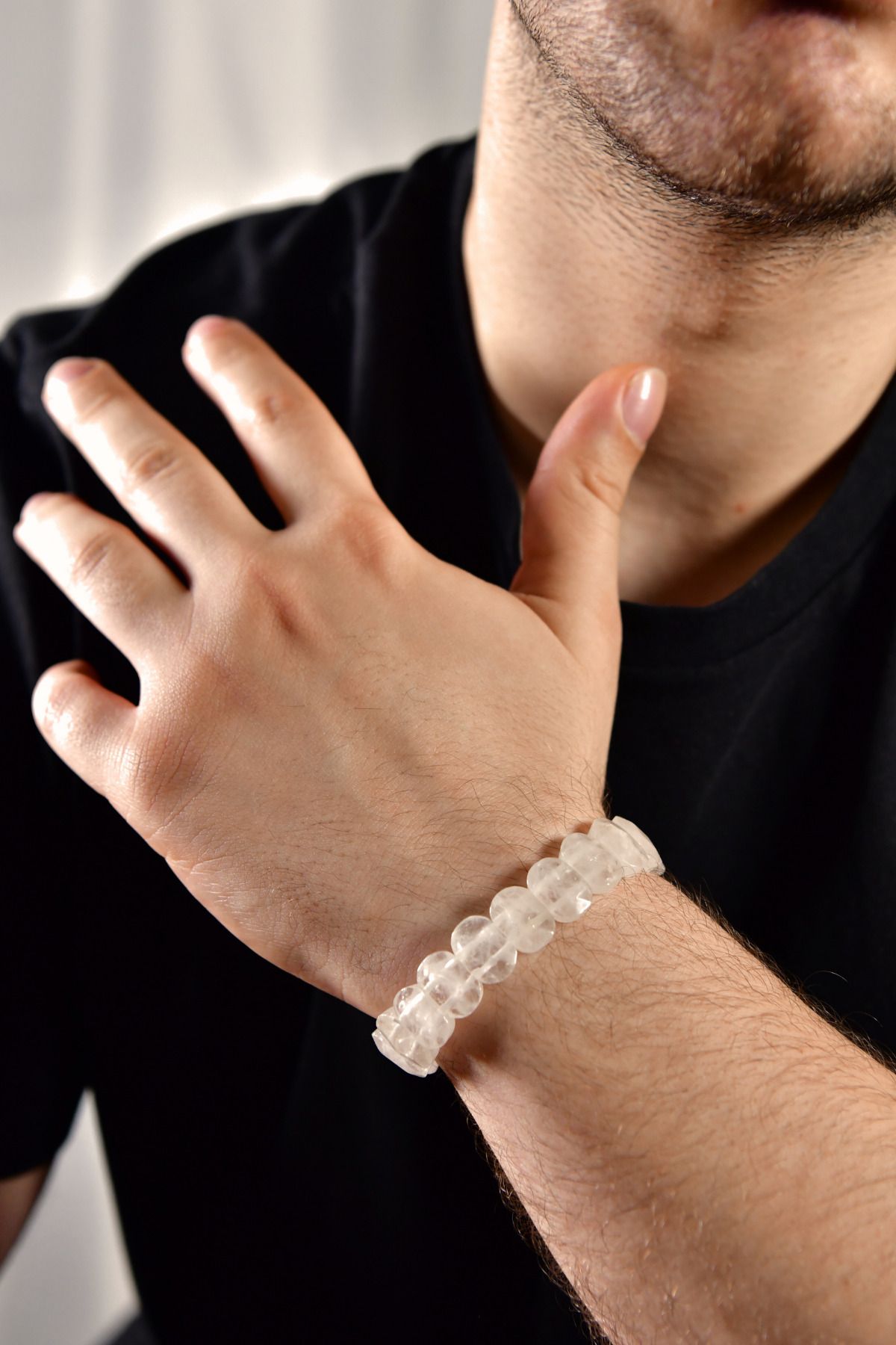 signoraerica Kristal Quartz Özel Kesim Doğal Taş Unisex Bileklik