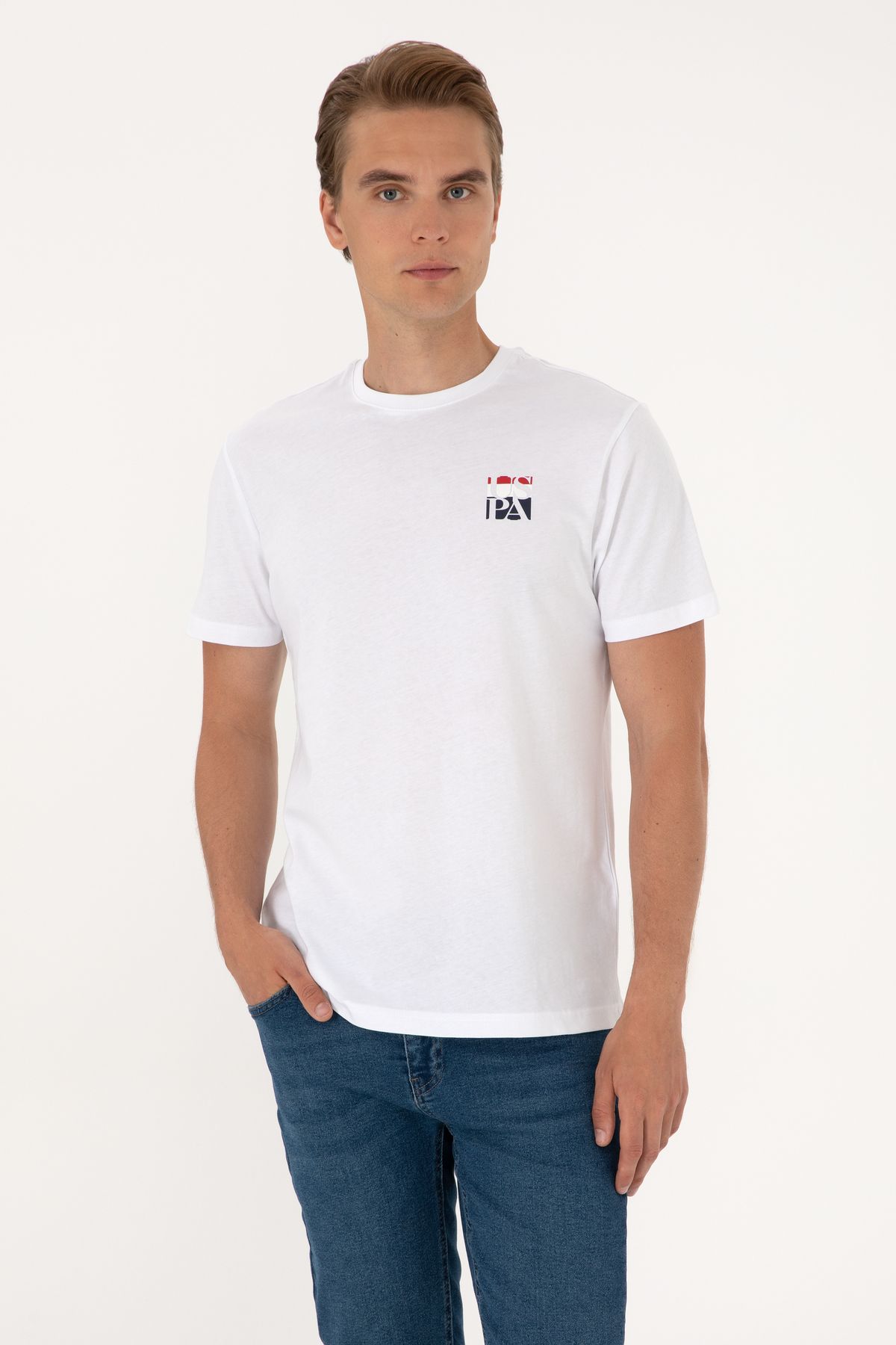 U.S. Polo Assn. Erkek Beyaz Tişört 50306911-VR013