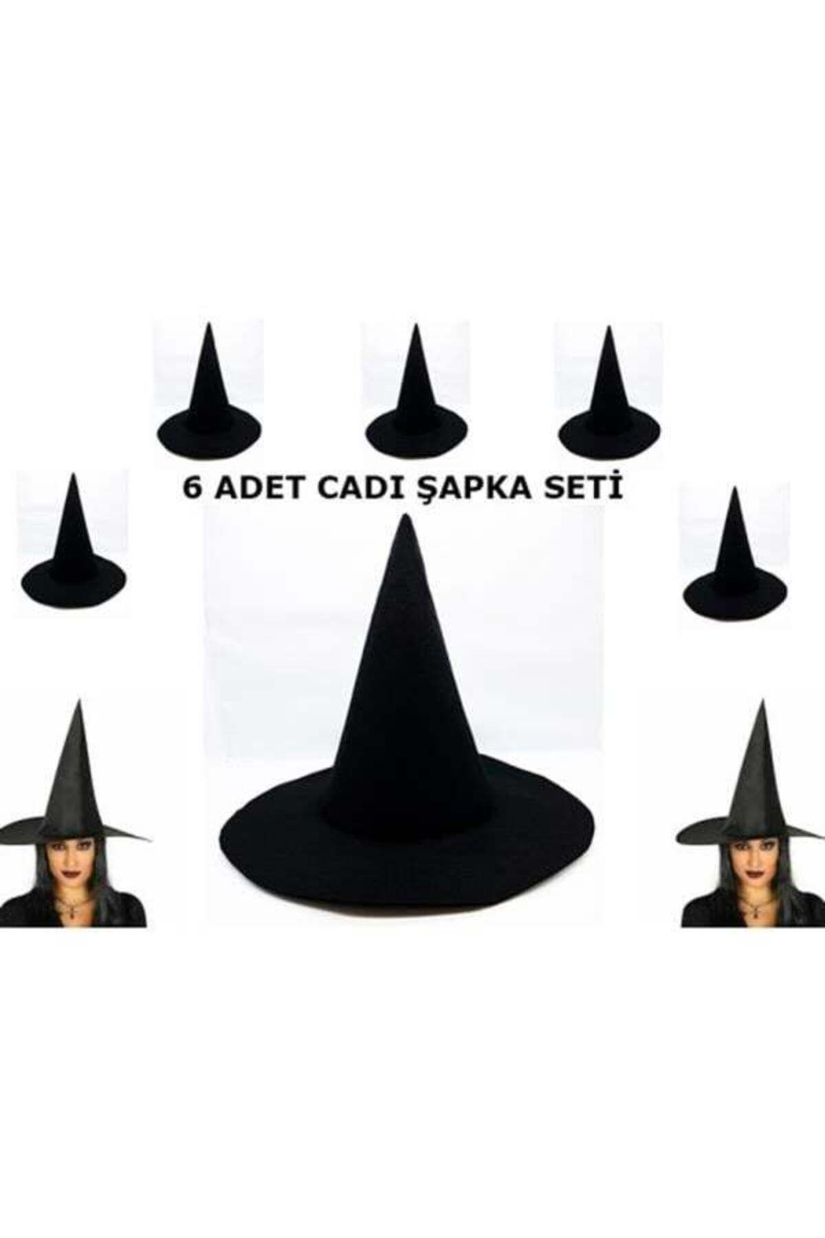 Zayla Siyah Cadı Şapkası Keçe Yetişkin Boy 6 Adet