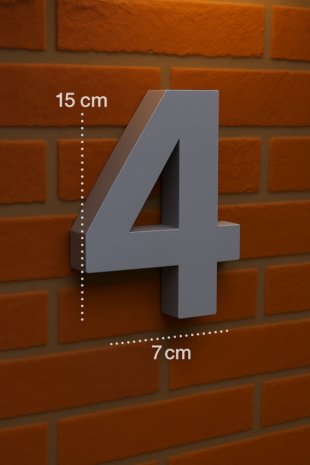 Rekatech-3D House Number in Modern Style (Number 4) |   7 cm Bottom Dimension – 15 cm Height 1