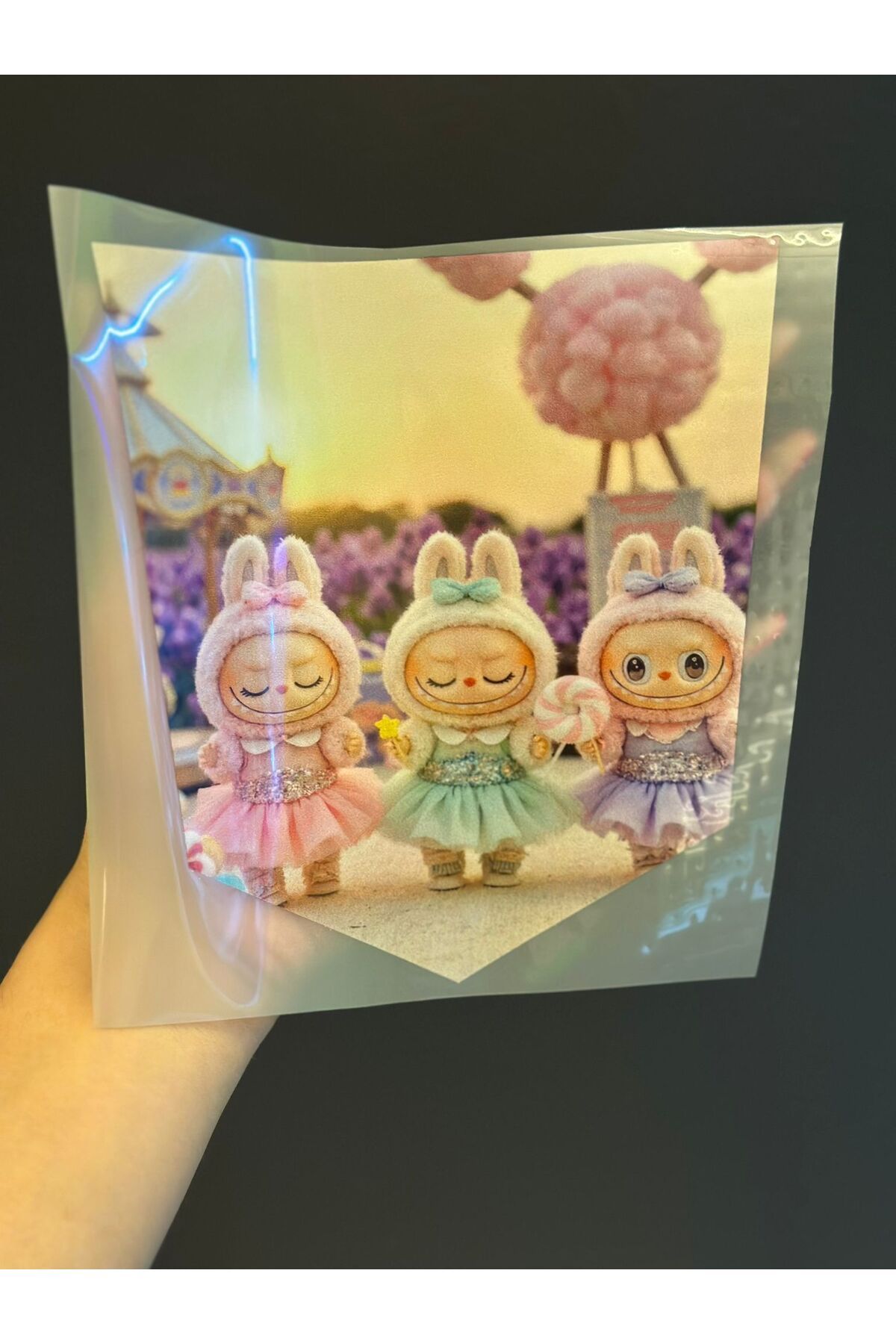 Gönülden Tasarım ÜTÜ İLE YAPIŞAN LABUBU TRANSFER BASKI ARMA18X16 CM