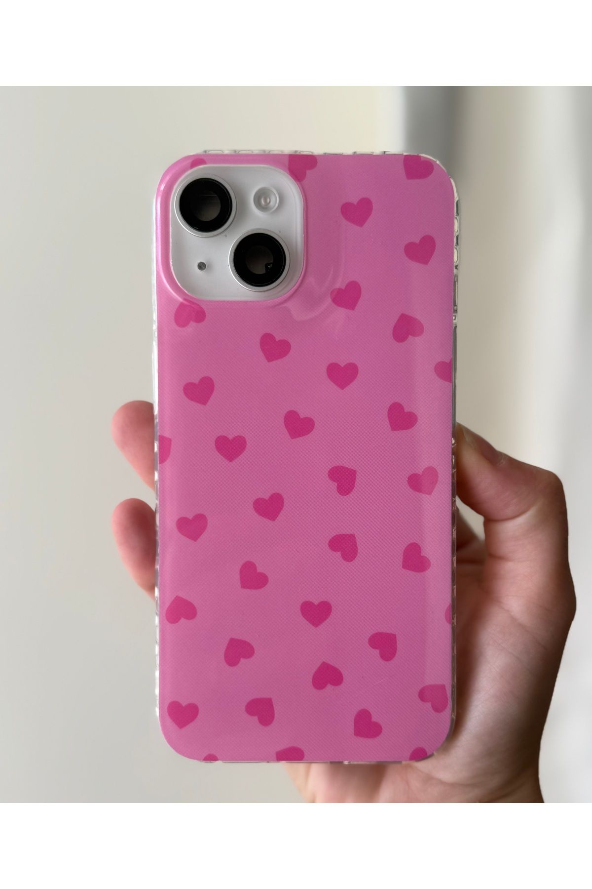 FİŞNEİLETİŞİM İPHONE 13/14 UYUMLU PEMBE KALPLİ KILIF