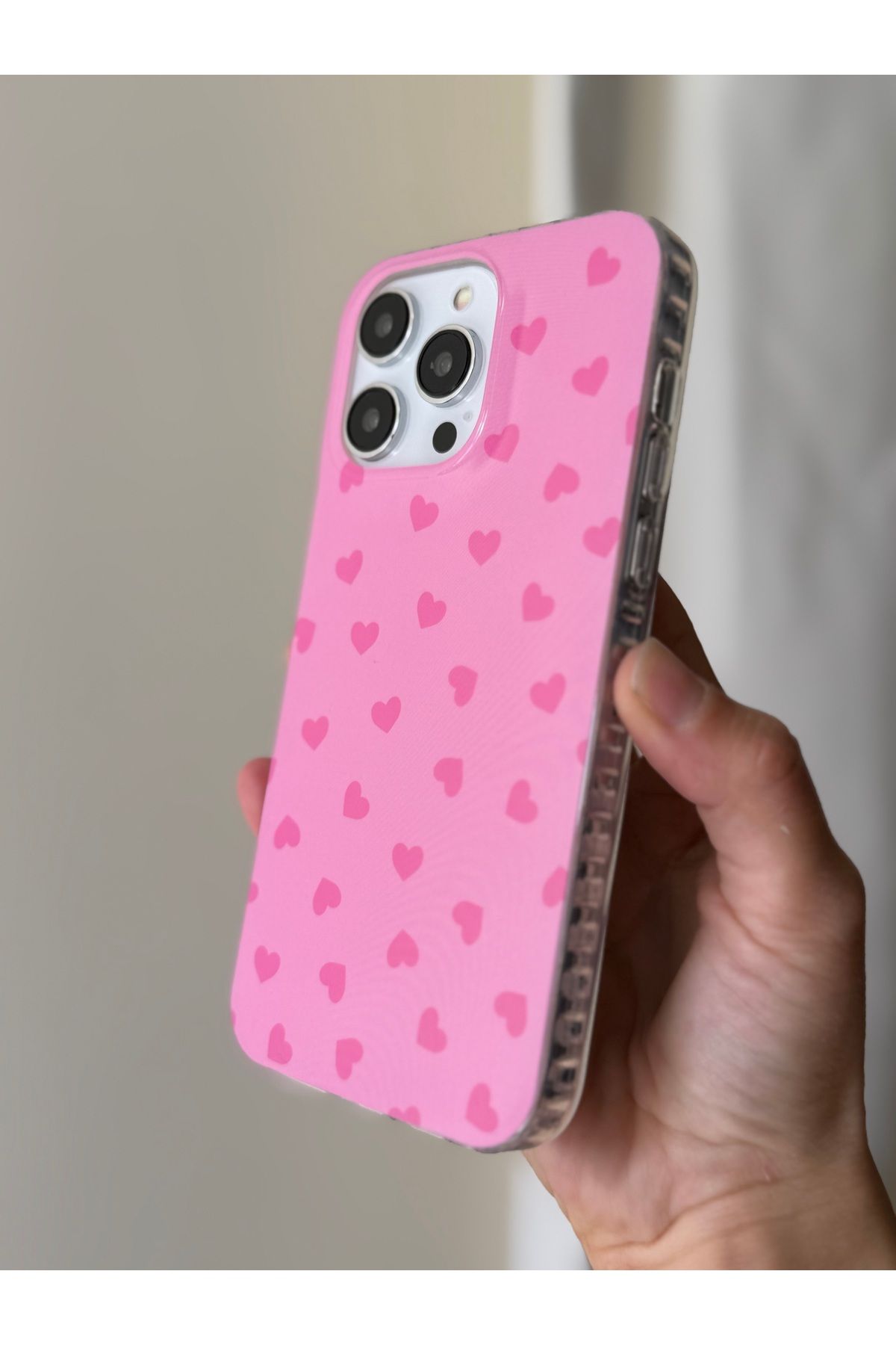 FİŞNEİLETİŞİM İPHONE 15 PROMAX UYUMLU PEMBE KALPLİ KILIF