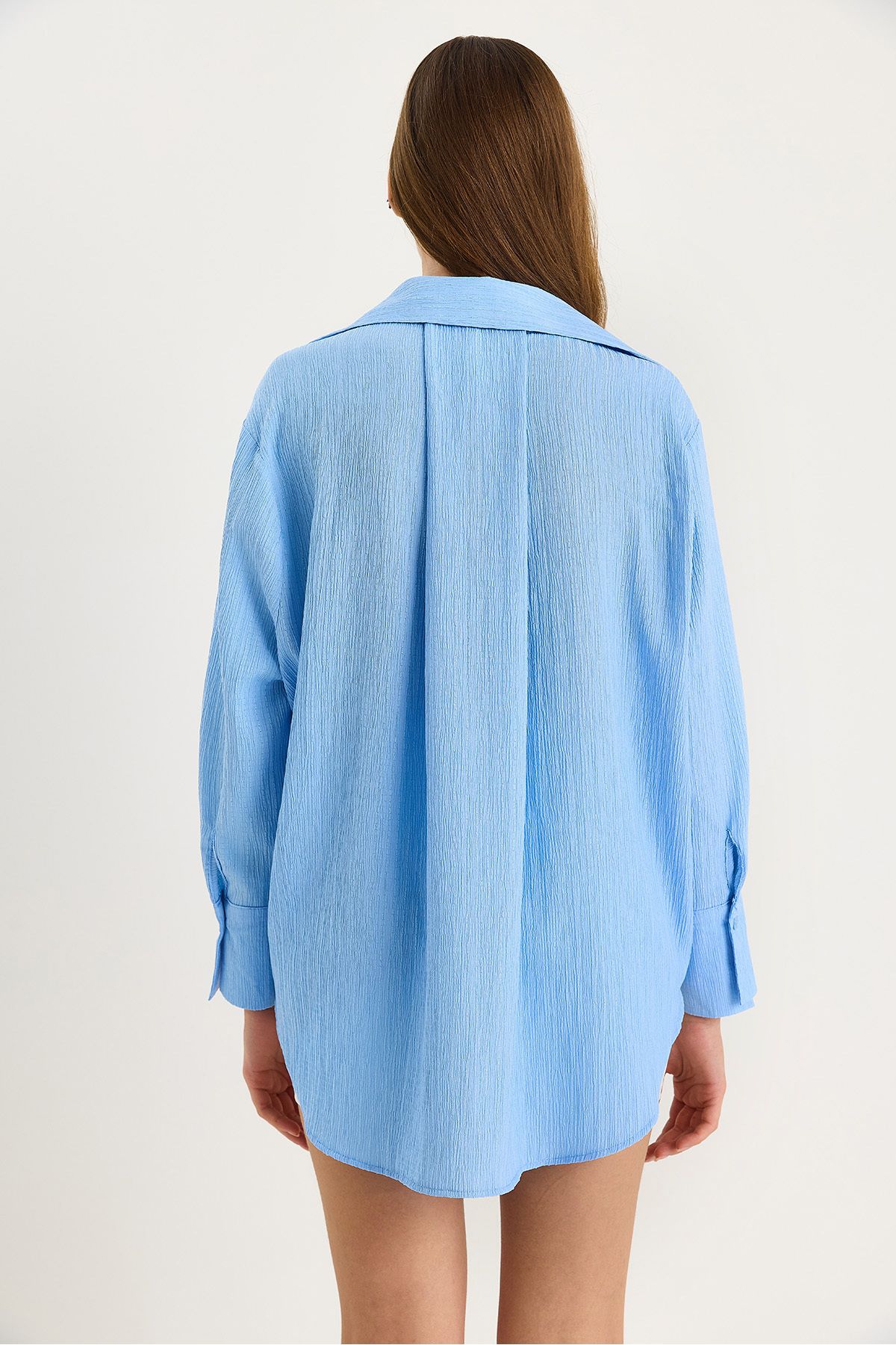 Bianco Lucci-Women's Off-Shoulder Oversize Basic Wrap Shirt 60392 60271069 7