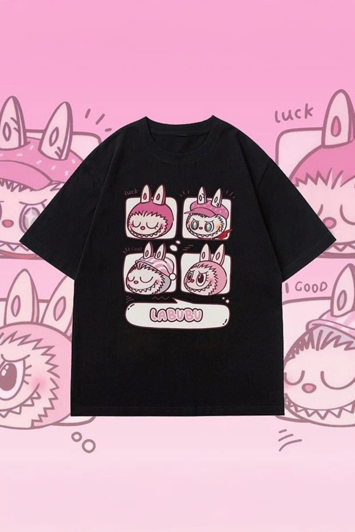 1blood Siyah Labubu Chat Collage Unisex T-shirt