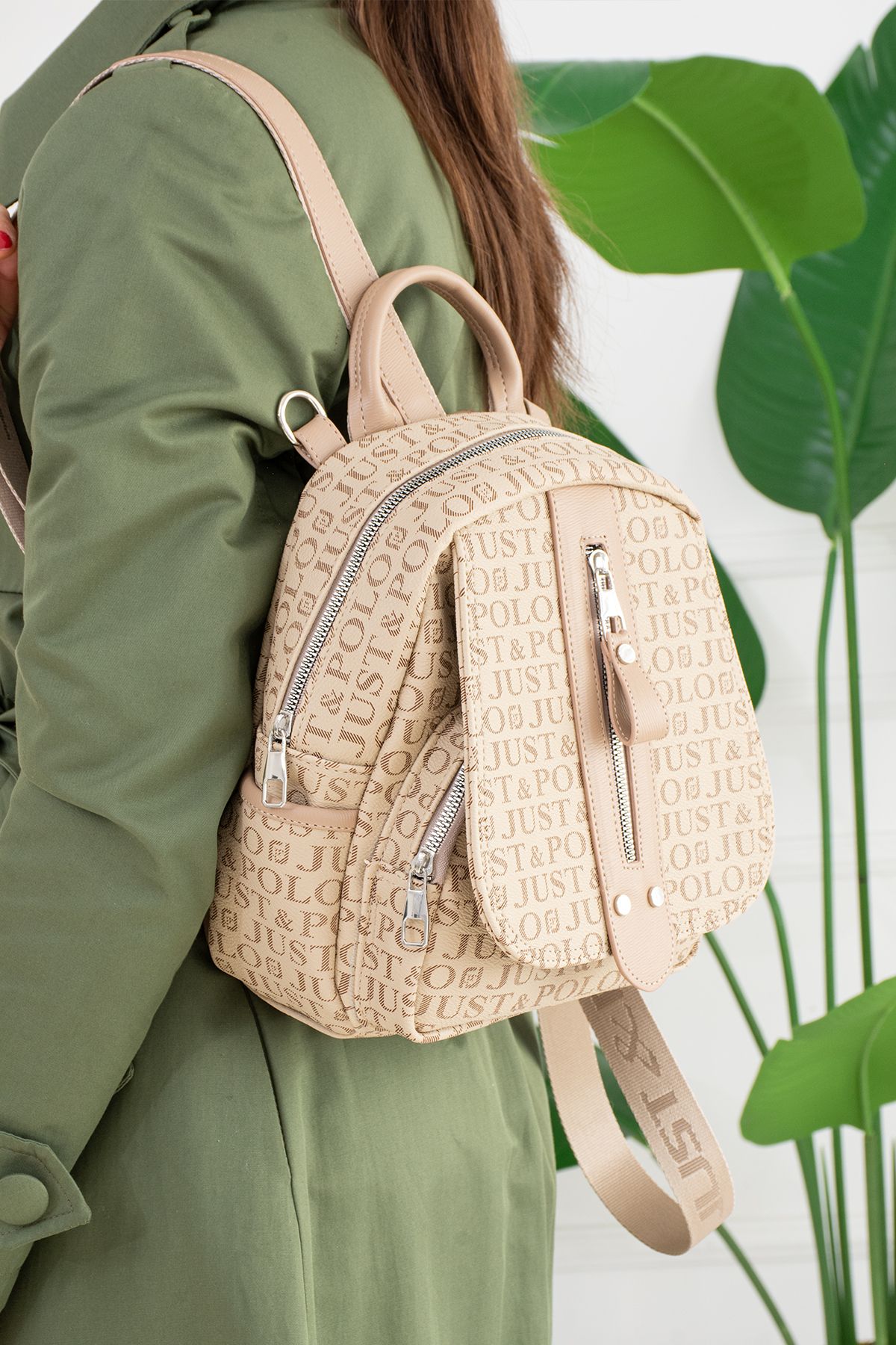 Just Polo Milano 2177 Emprime Suni Deri Kadın El Omuz Ve Sırt Çantası (Ebat:En 25 x Boy 28 Cm)