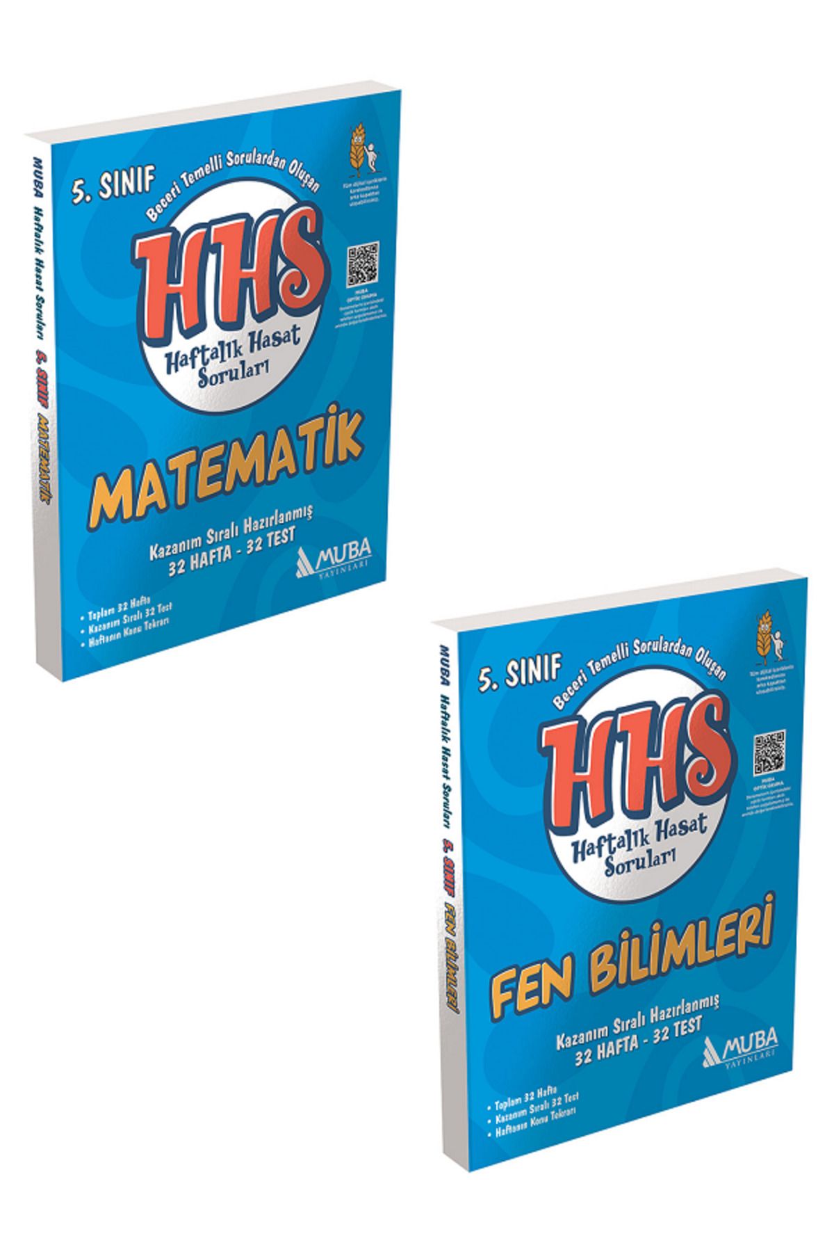 Evrensel İletişim Yayınları 5.Sınıf Muba HHS Matematik + Fen Bilimleri Haftalık Hasat Sorular / Beceri Temelli Sorular / 2 KİTAP