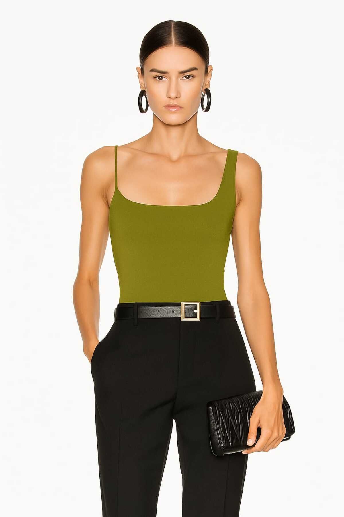 By Kul Design KADIN TEK OMUZ HALTER YAKA ASKI DETAY BODYSUİT