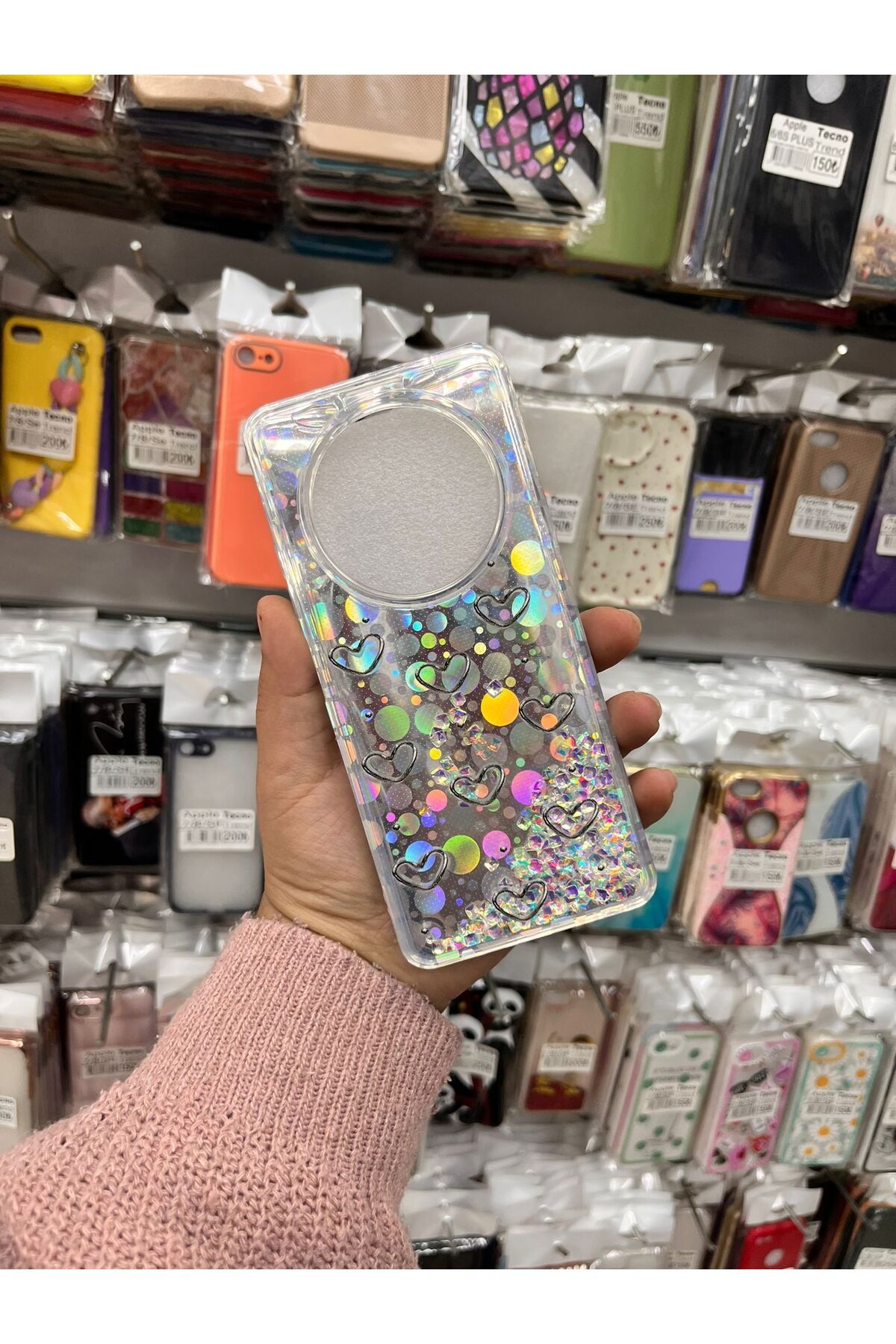 TECNOTREND Tecno Spark 30 4g Sulu parıltılı Hologramlı şeffaf silikon kılıf