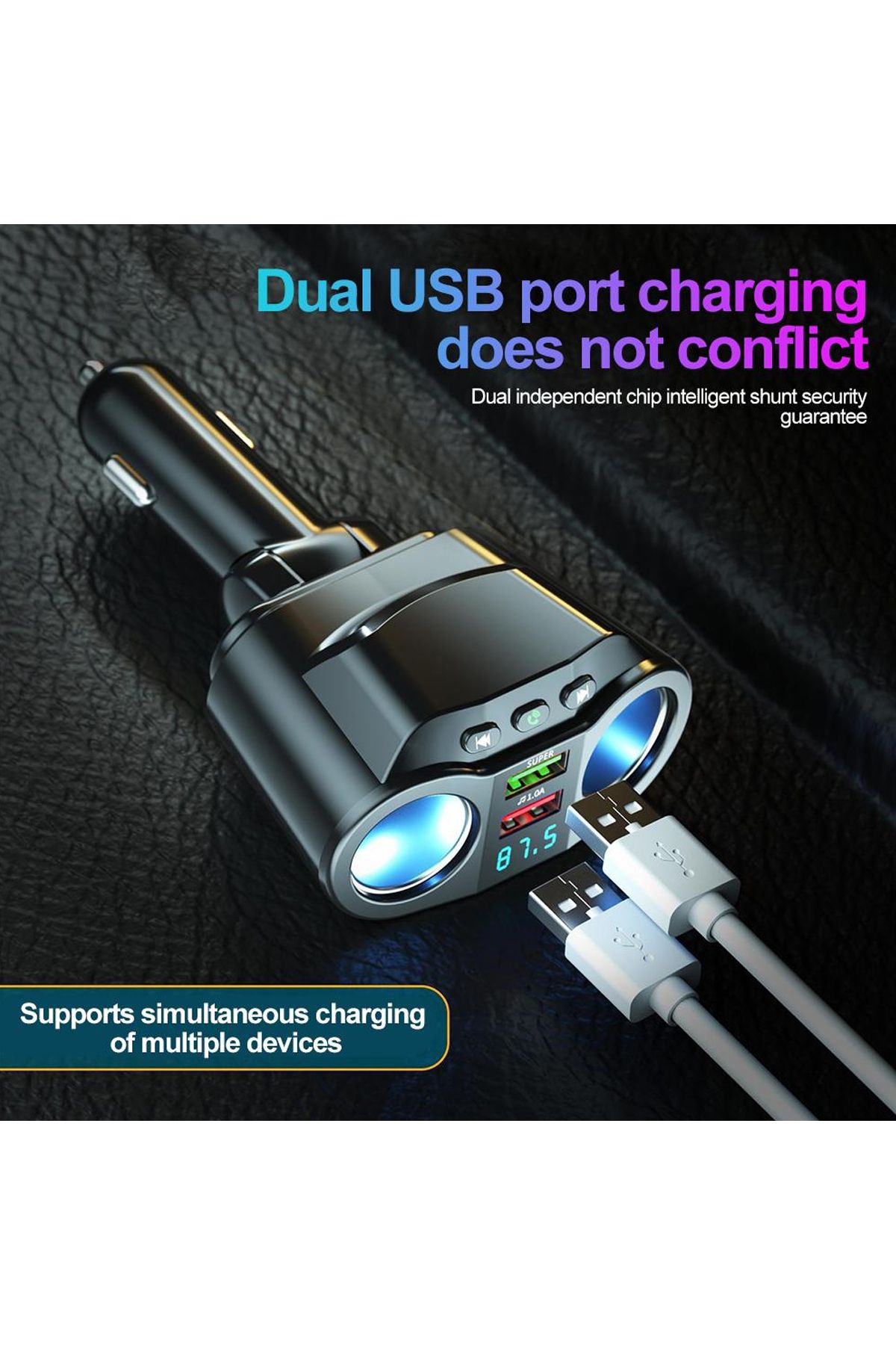 Generic-Maketop MK CR-G870 Car MP3 Player Bluetooth FM Transmitter with Dual USB Fast Charging 3.1A 3