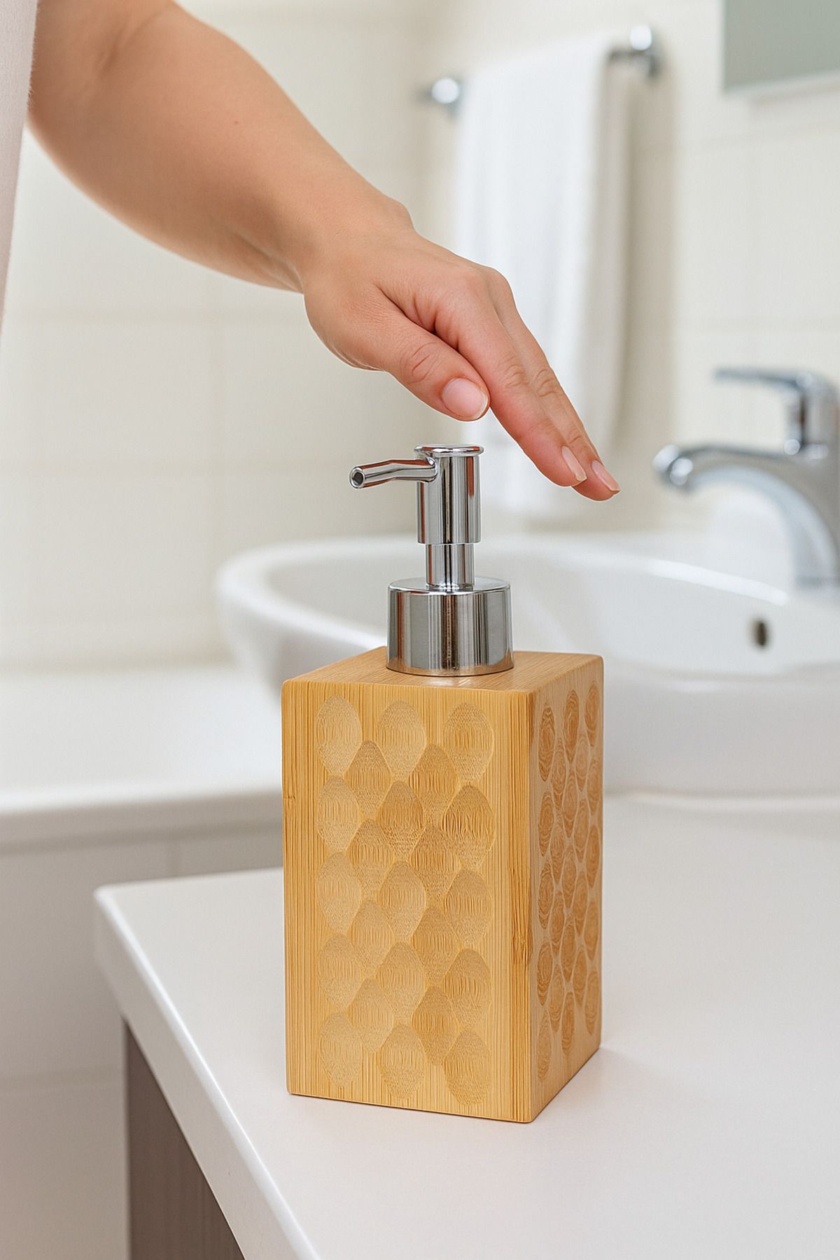 LUMİNA Bambu Desenli Sıvı Sabunluk