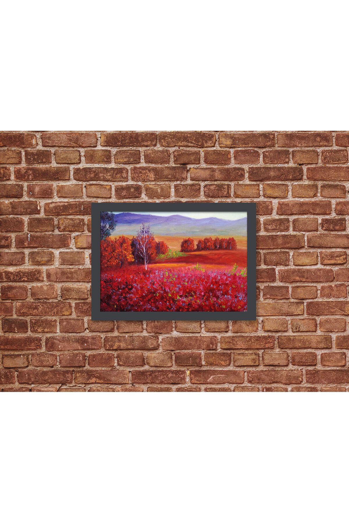 Letbil Reklam Ahşap Kendinden Çerçeveli Tablo -Doğanın Ateşi, Yağlı Boya Kızıl Zinya, Standart - 20x28cm