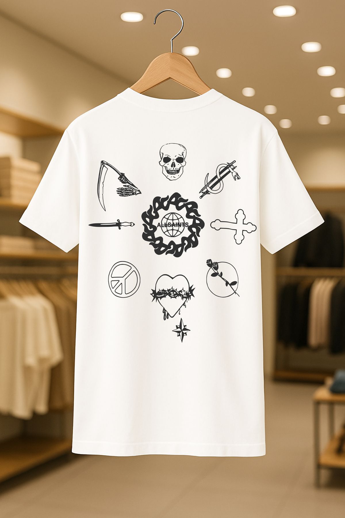C&C OKULCUNUZ Kurukafa Saint Baskılı Oversize Unisex %100 Pamuklu Nefes Alan Kalin Kumaşlı T-shirt