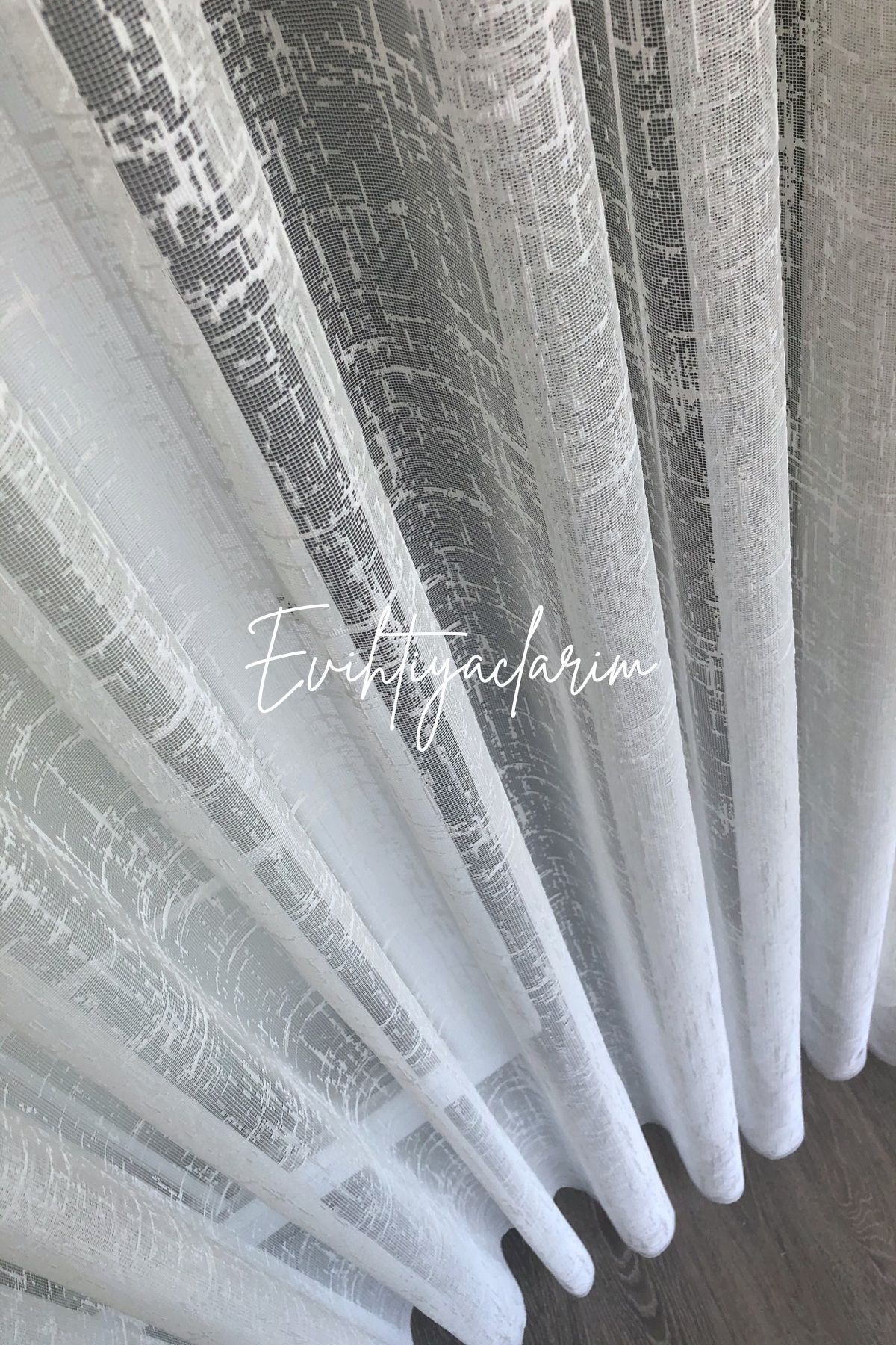 evihtiyaclarim by IOC-Ironing-Free, Wrinkle-Free, Suitable for All Rooms, Cationic Knitted Model 1/3 Tight Pleated Tulle Curtain 4