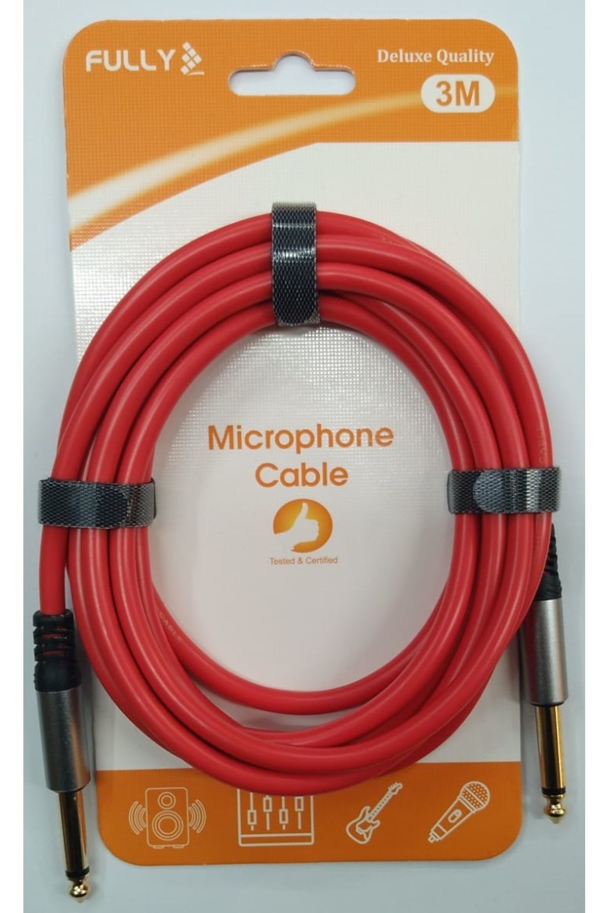 Mykablo 6.3 mm Kaliteli Mono Mikrofon / Enstrüman Kablosu 3 Metre - Kırmızı
