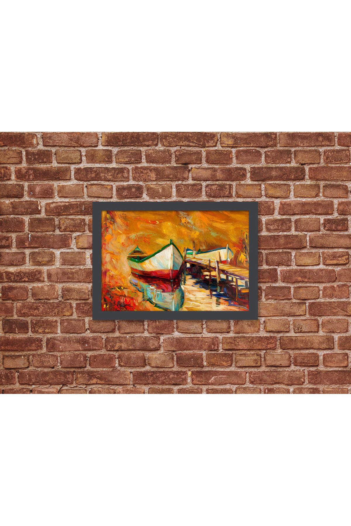 Letbil Reklam Ahşap Kendinden Çerçeveli Tablo - Yağlı Boya Kayık Modeli, Standart - 20x28cm