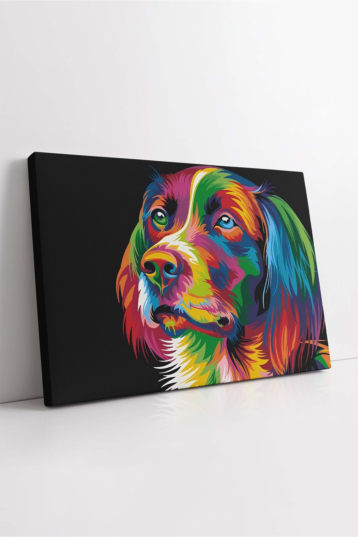 KOSS Dijital Renkli Köpek Kanvas Tablo, Köpek Portresi Tablo, Candost Kanvas, Lüks Kanvas Tablo, Dekor Kanvas