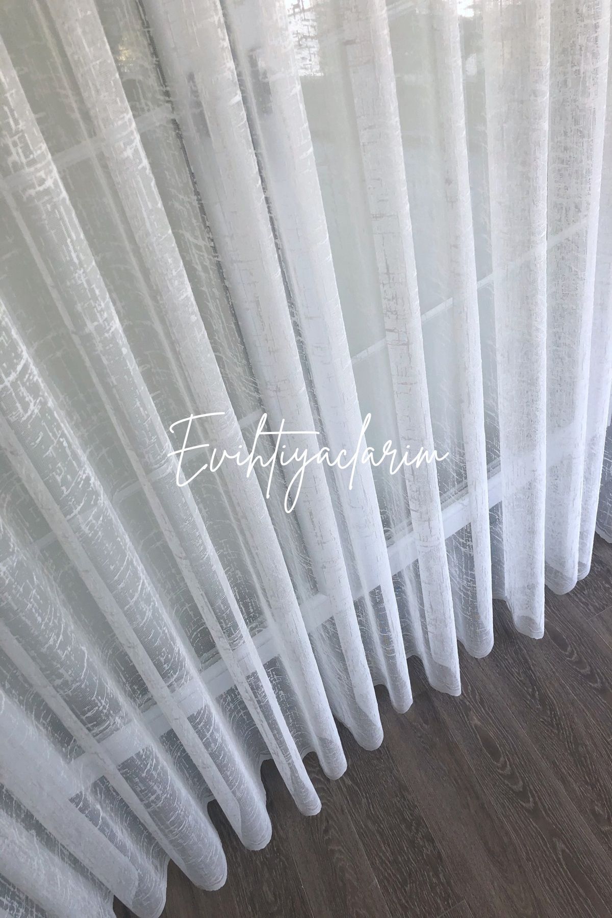 evihtiyaclarim by IOC-Ironing-Free, Wrinkle-Free, Suitable for All Rooms, Cationic Knitted Model 1/3 Tight Pleated Tulle Curtain 8